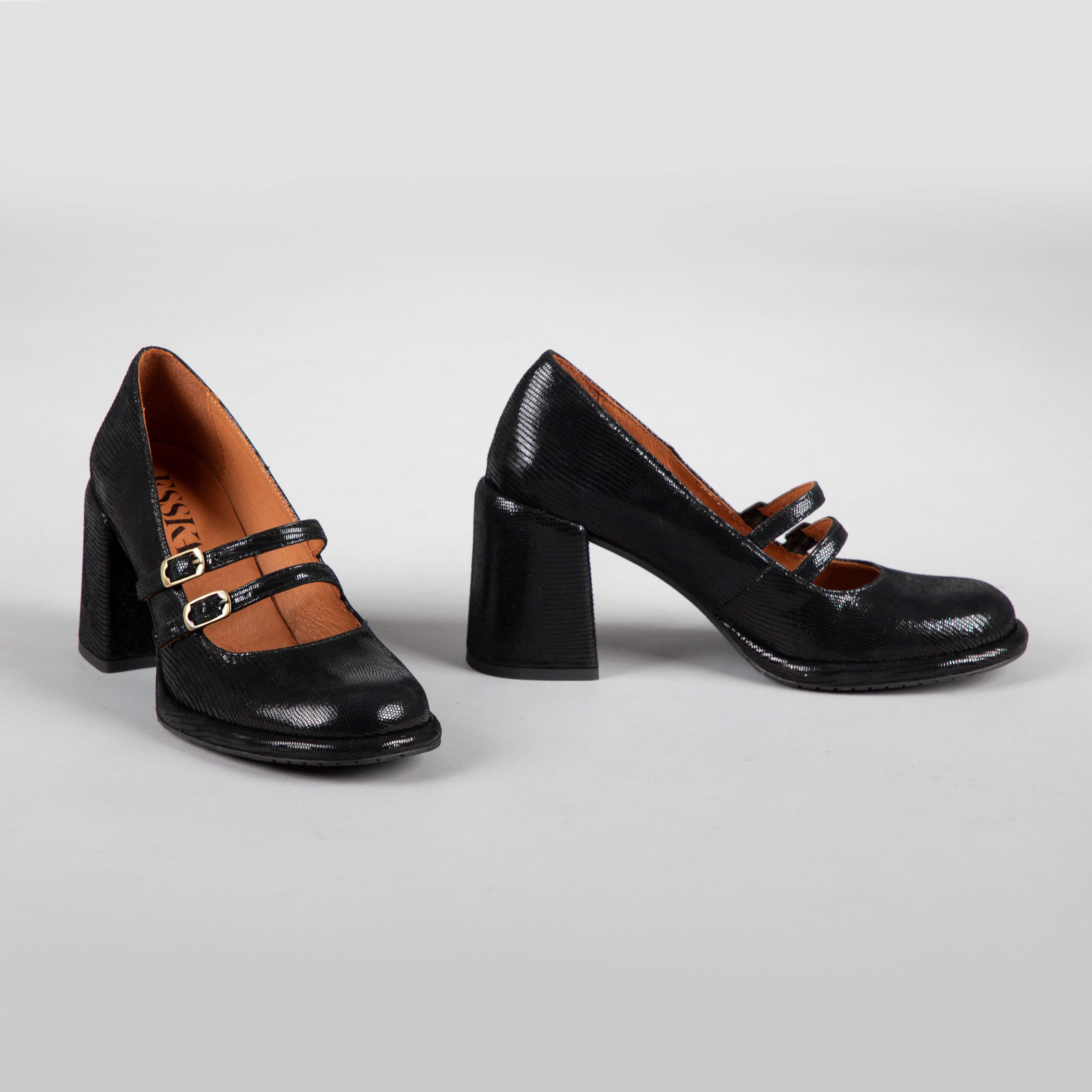 Maya Black Metallic Mid High Shoe by Esska