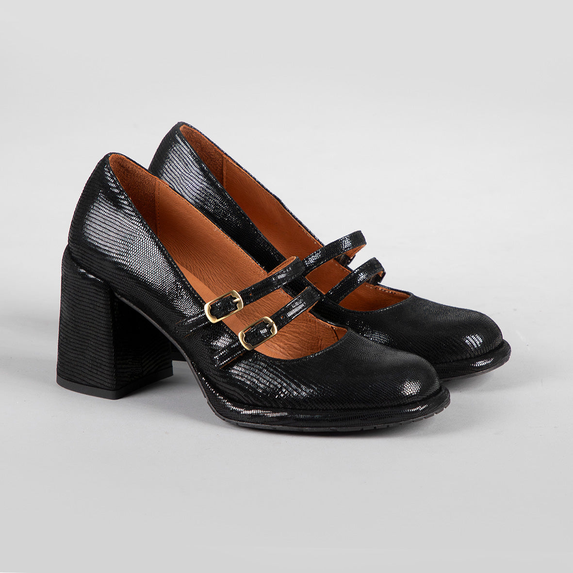 Maya Black Metallic Mid High Shoe by Esska