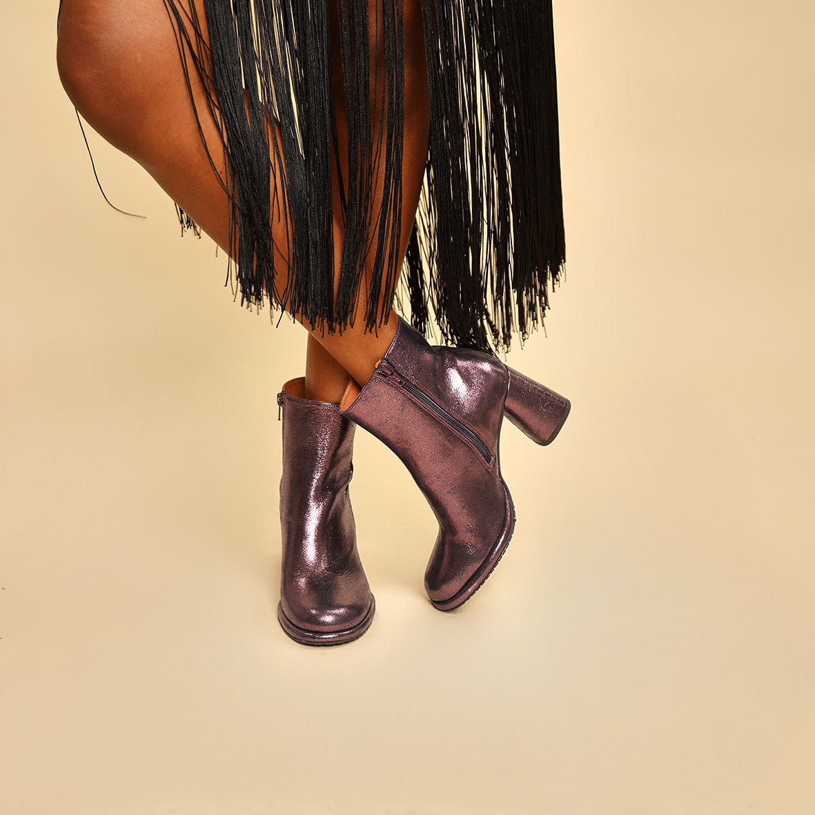 Miriam Metallic Burgundy High Boot by Esska Shoes Ltd