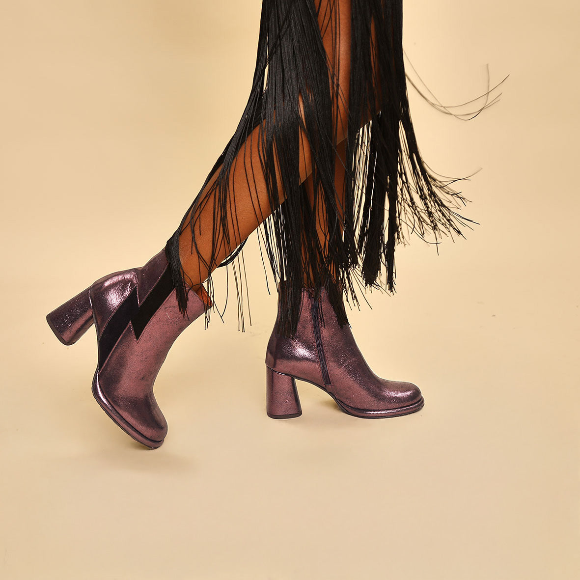 Miriam Metallic Burgundy High Boot by Esska Shoes Ltd