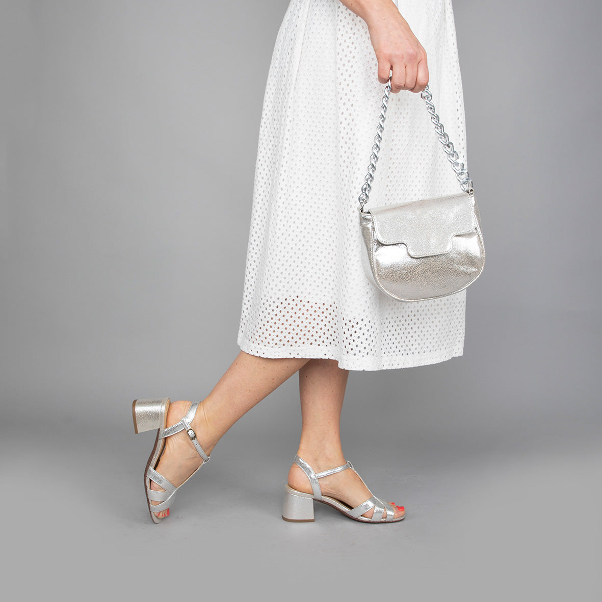 Gabby Vegan Silver Low Sandal by Esska