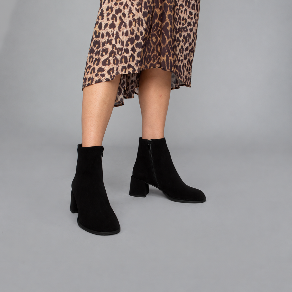 Mona Black Suede Mid Boot by Esska