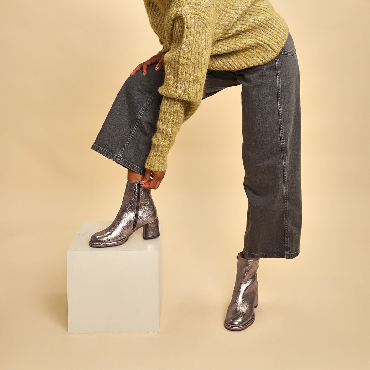 Mona Metallic Iron Mid Boot by Esska