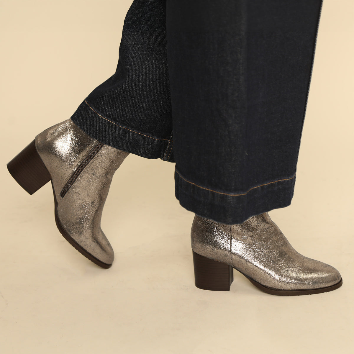 Natasha Metallic Iron Mid Boot by Esska