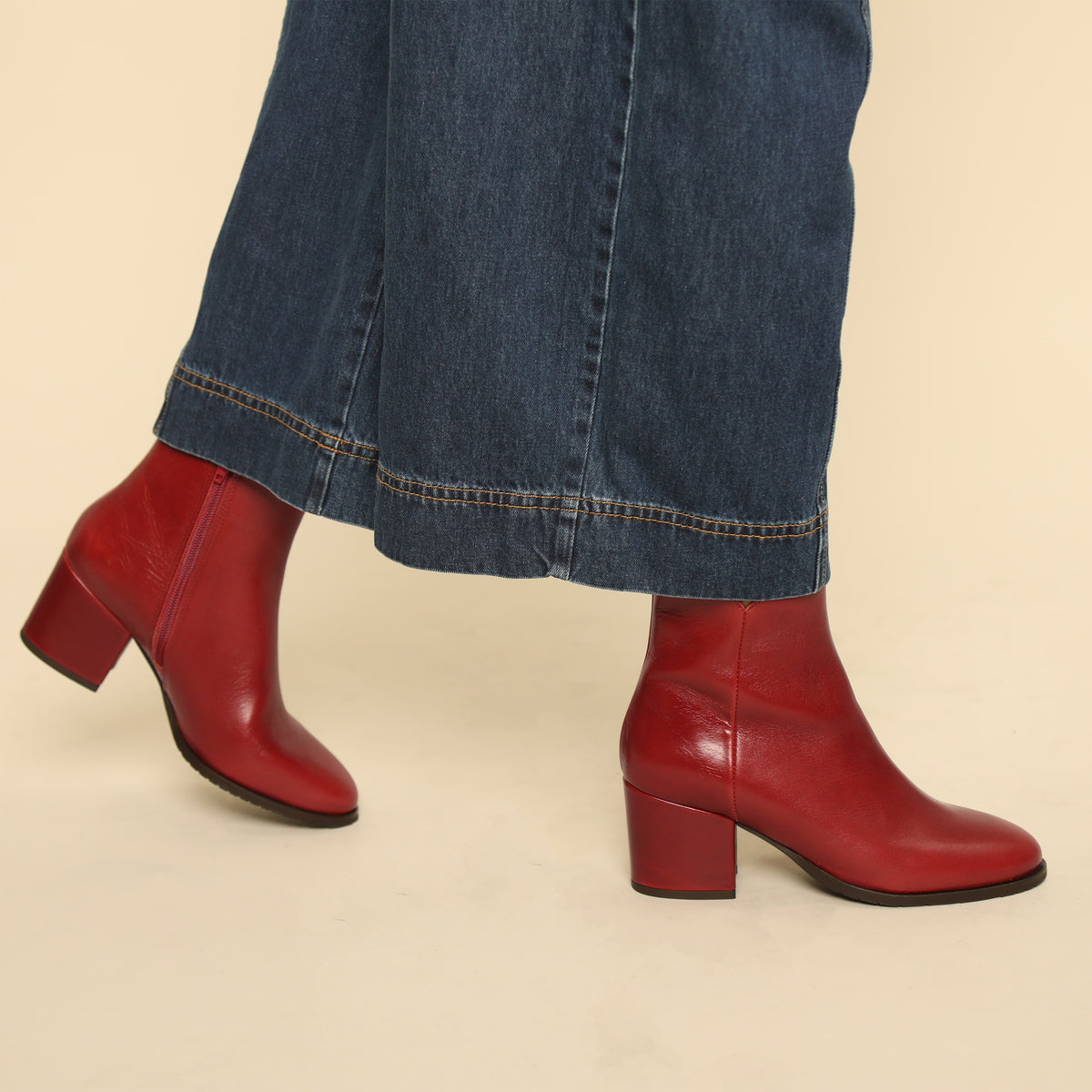 Natasha Red Brick Mid Boot by Esska