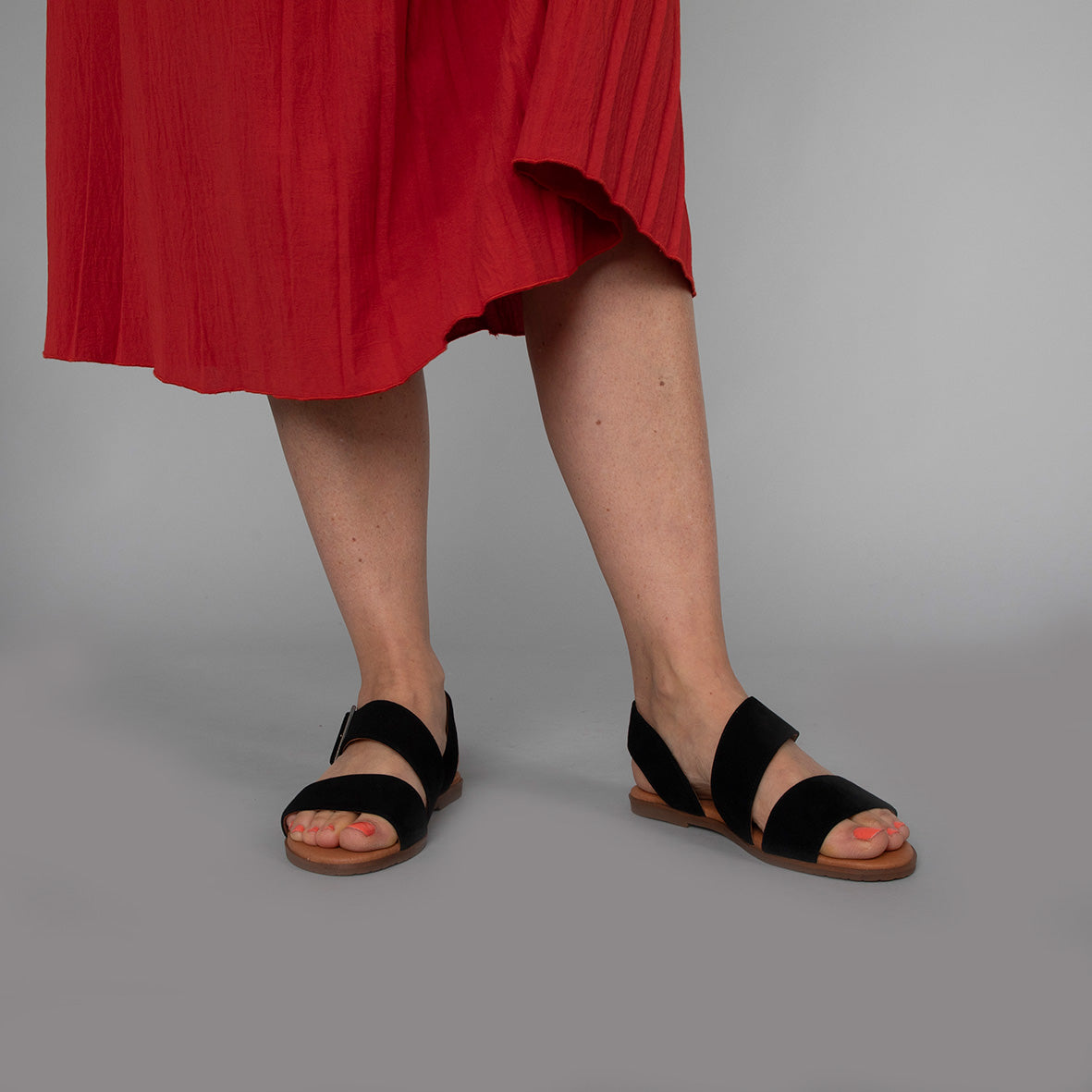 Nicole Black Suede Flat Sandal by Esska