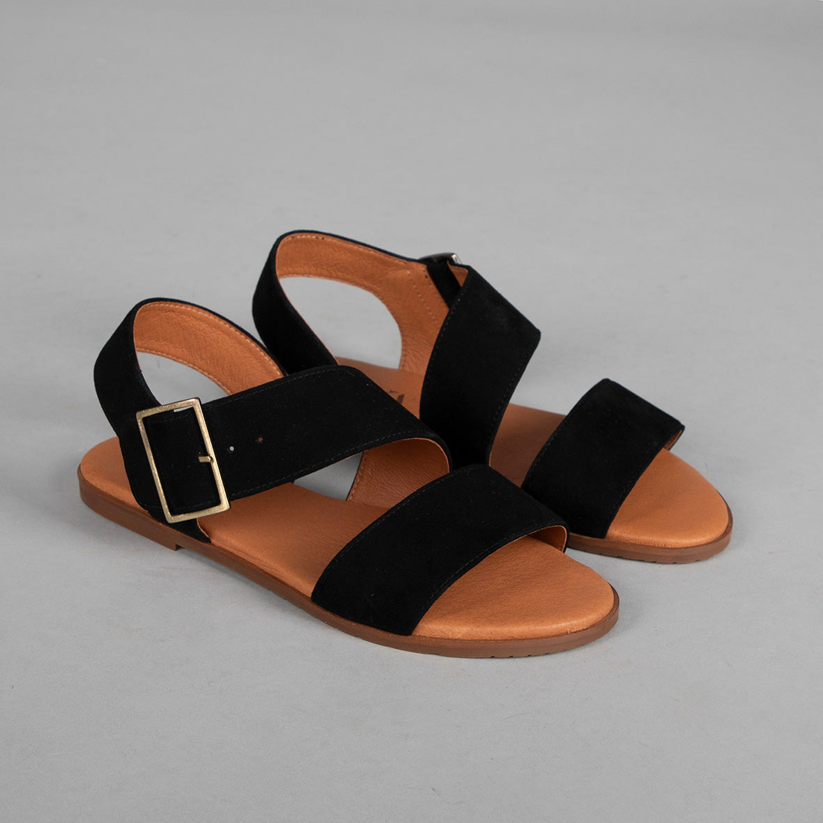 Nicole Black Suede Flat Sandal by Esska