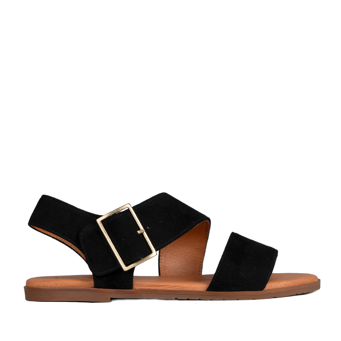 Nicole Black Suede Flat Sandal by Esska