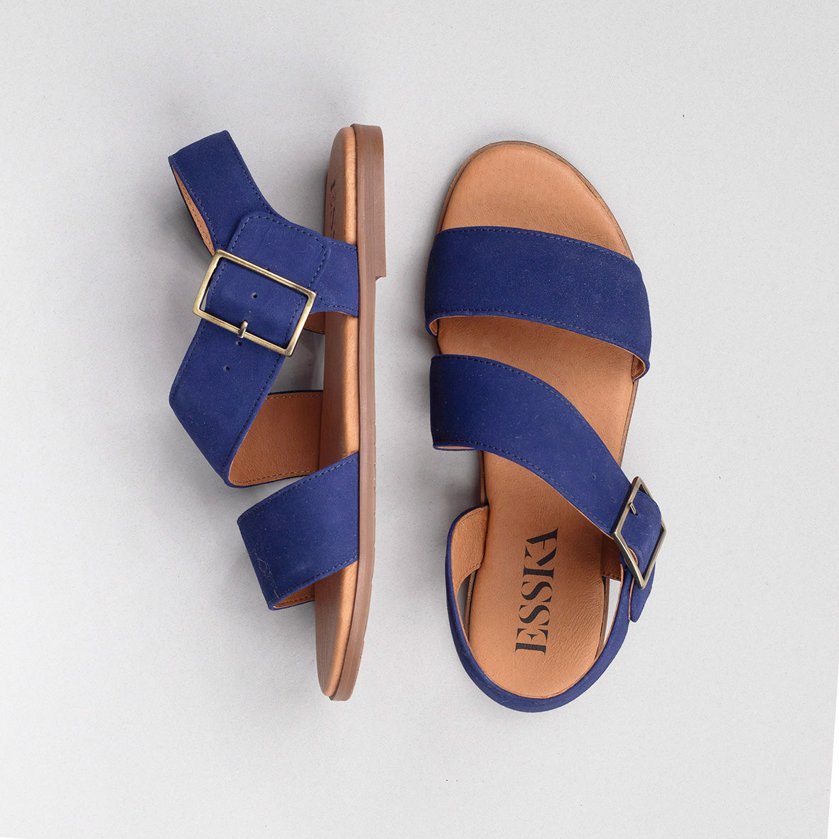 Nicole Ink Blue Flat Sandal by Esska