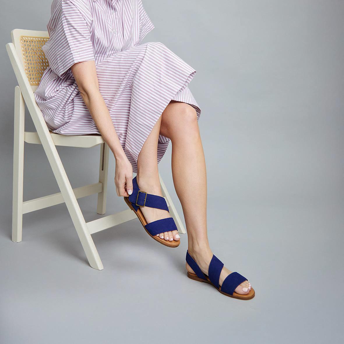 Nicole Ink Blue Flat Sandal by Esska