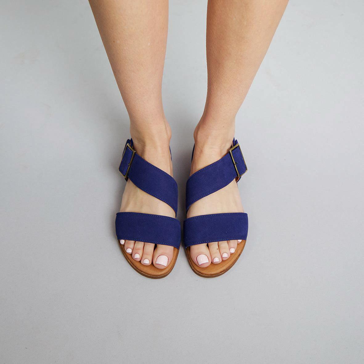 Nicole Ink Blue Flat Sandal by Esska