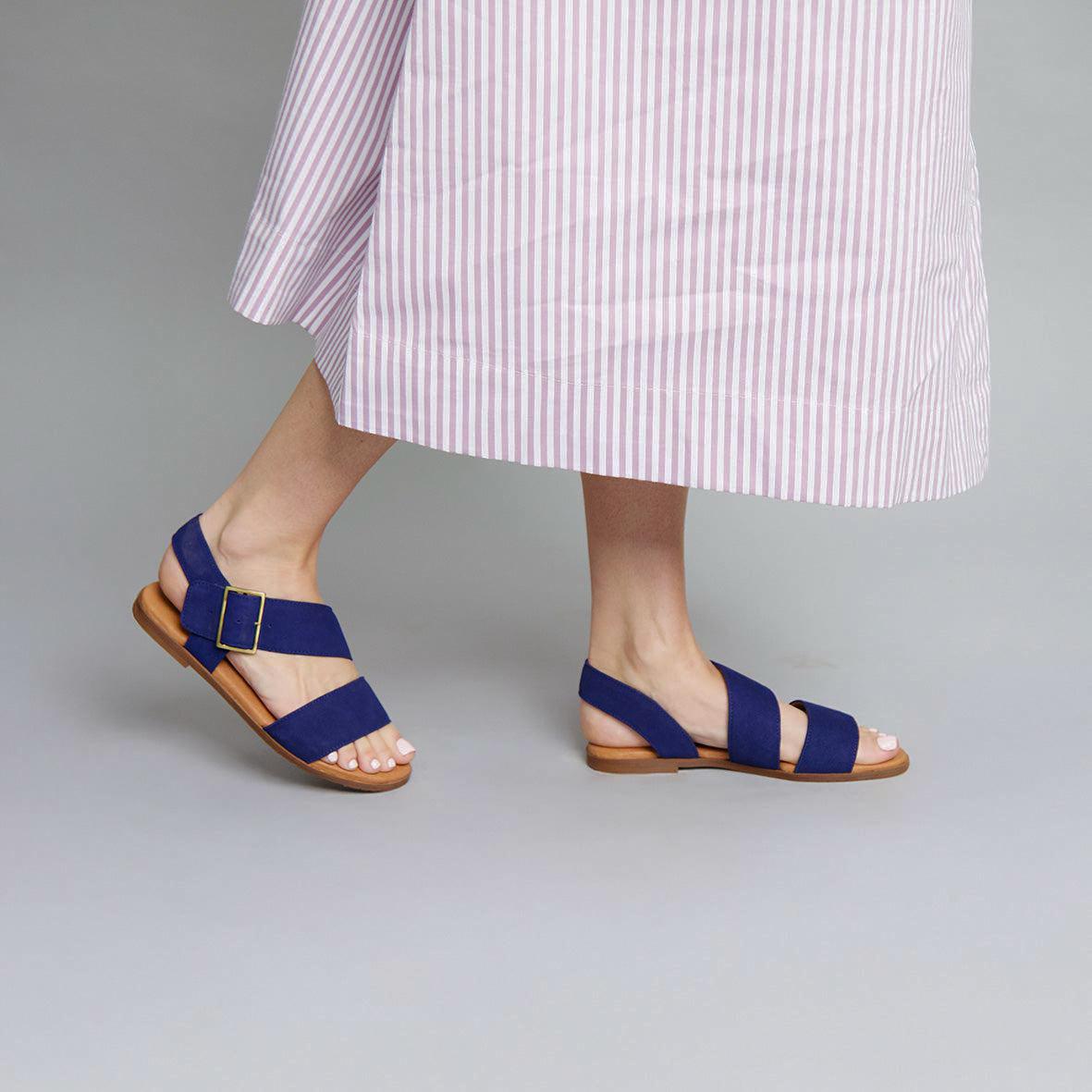 Nicole Ink Blue Flat Sandal by Esska