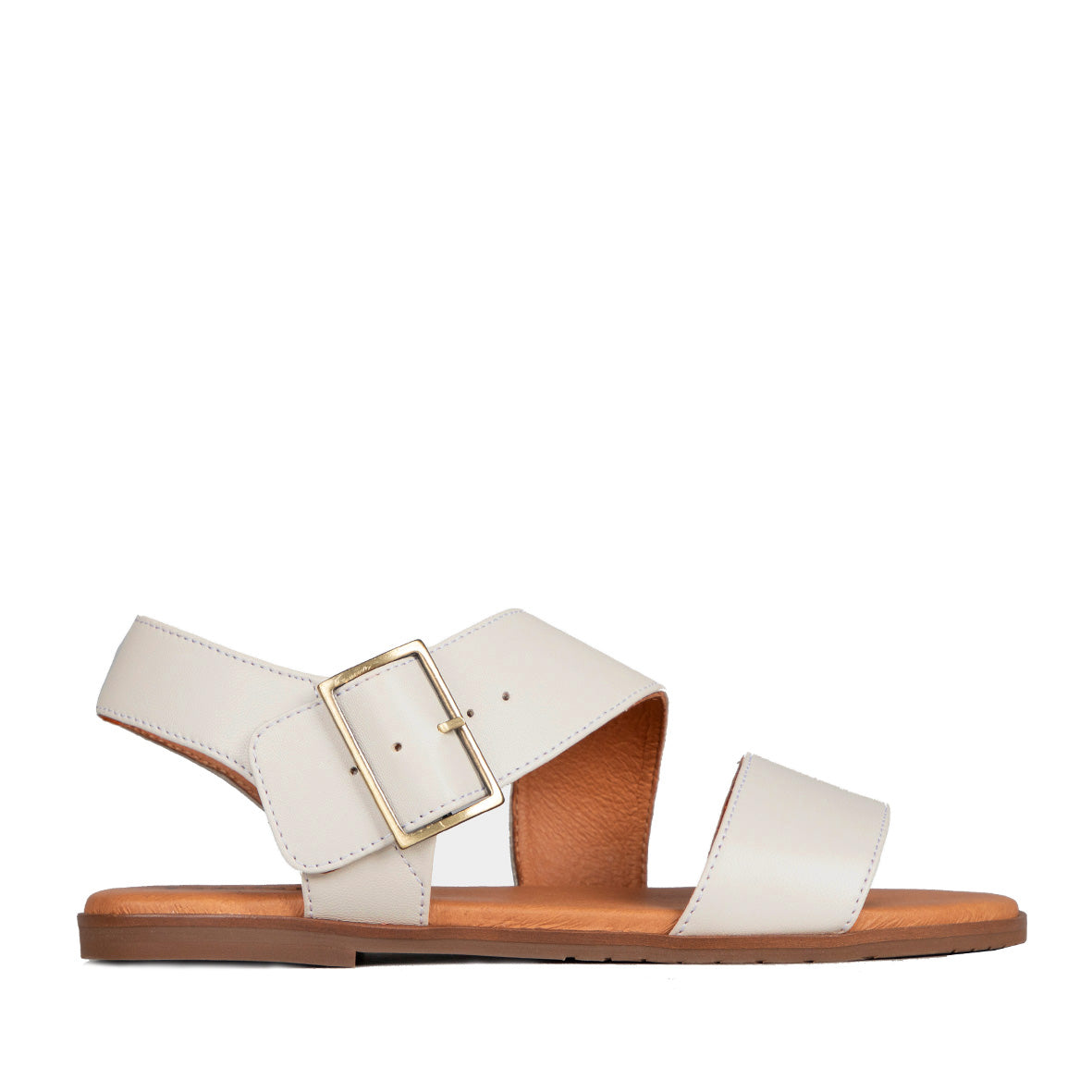 Nicole Off White Leather Flat Sandal by Esska