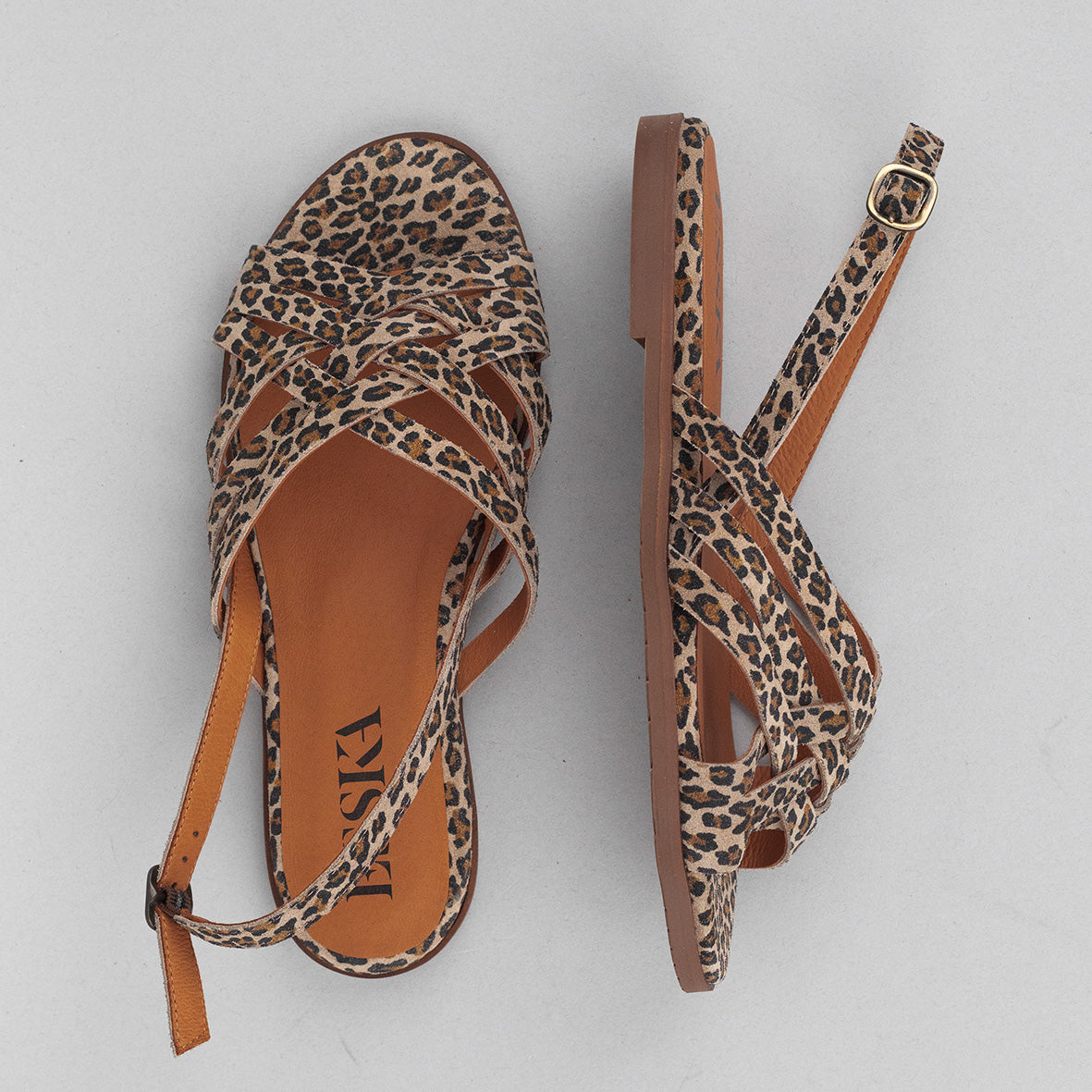 Nikita Leopard Flat Sandal by Esska