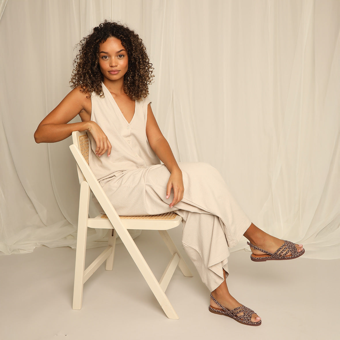 Nikita Leopard Flat Sandal by Esska