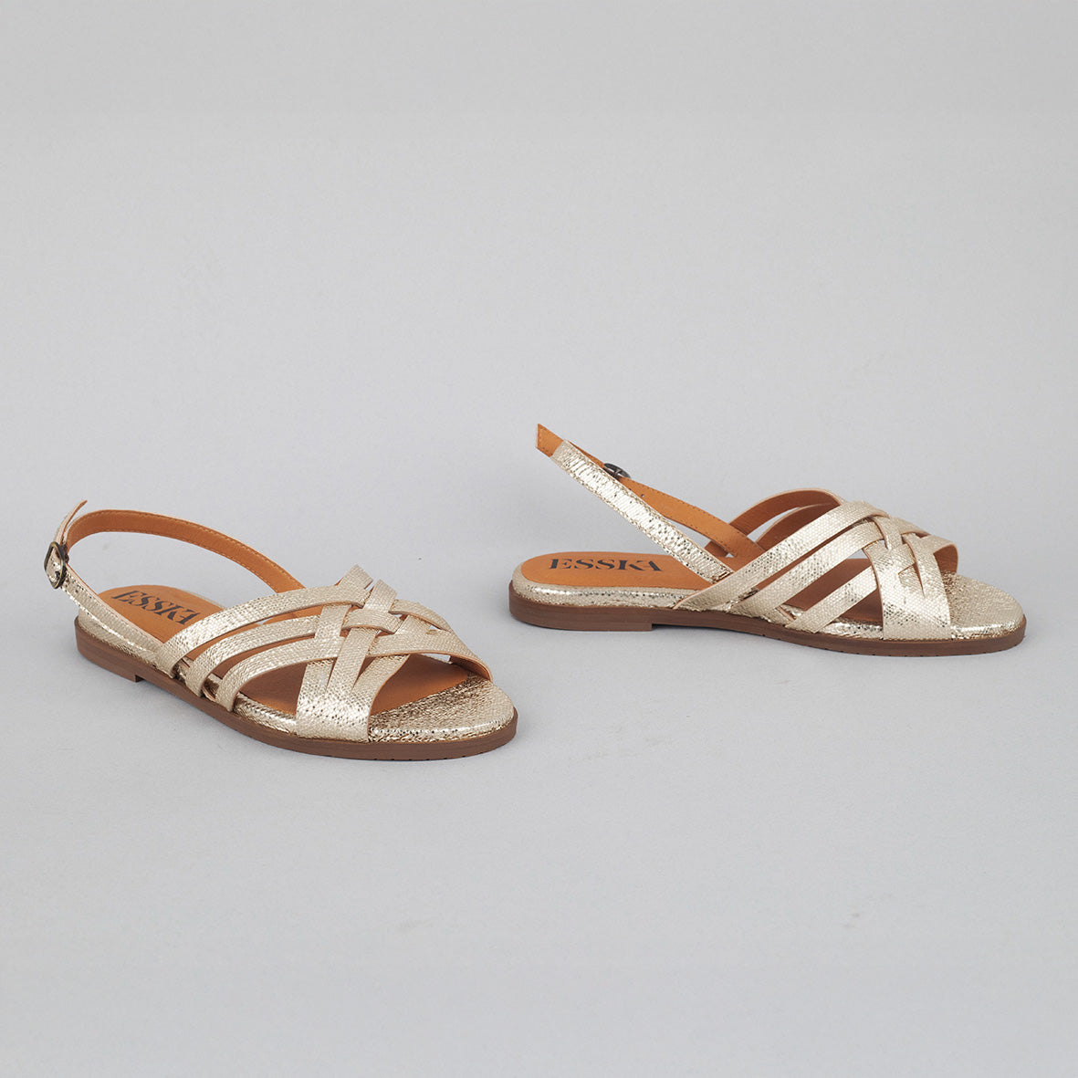Nikita Platinum Flat Sandal by Esska