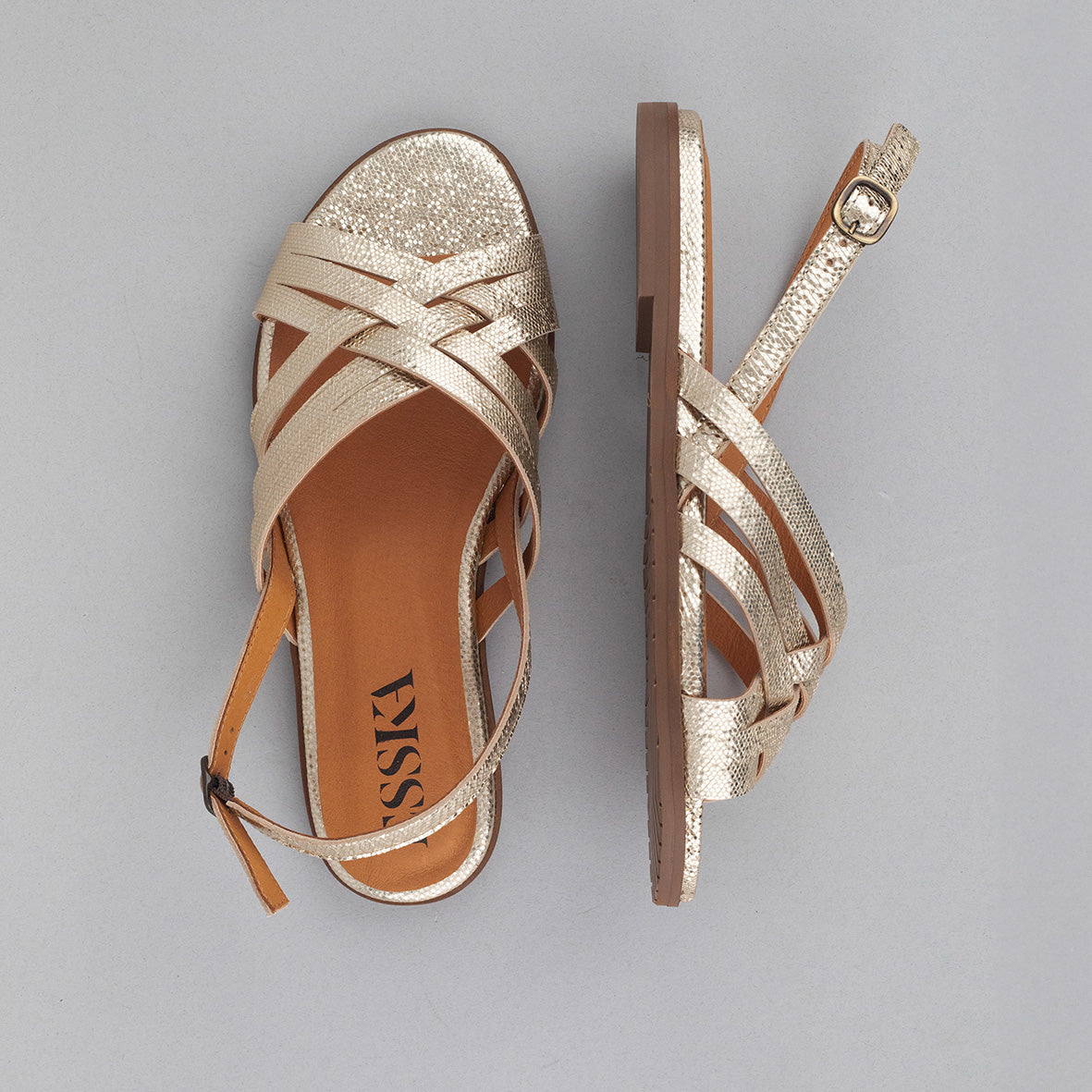 Nikita Platinum Flat Sandal by Esska
