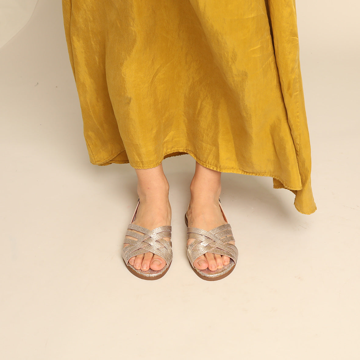 Nikita Platinum Flat Sandal by Esska