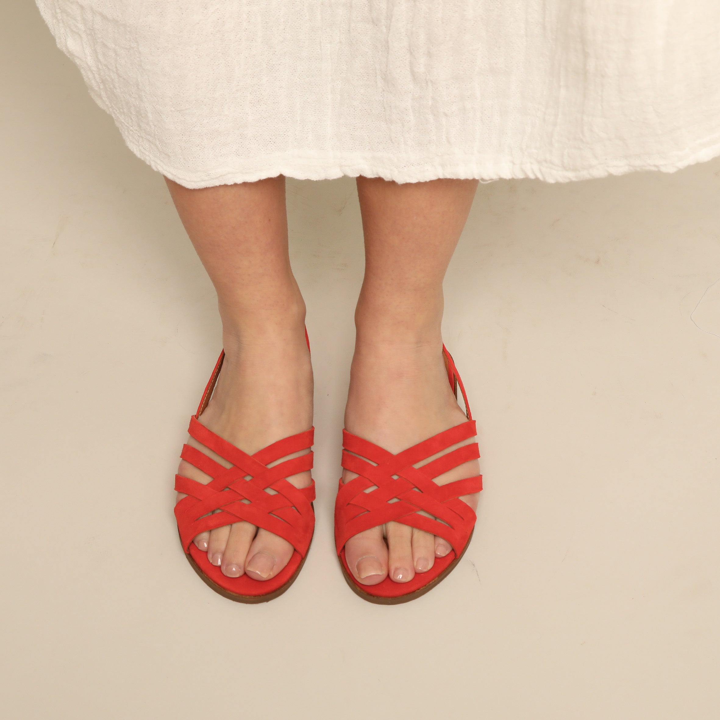 Nikita WIDE Red Flat Sandal by Esska