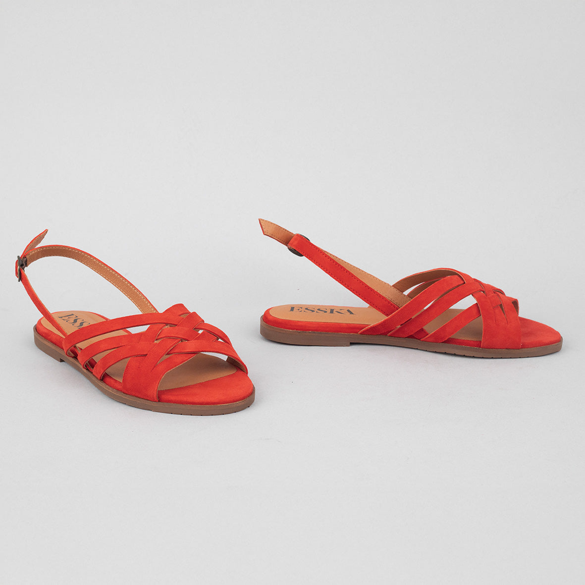 Nikita WIDE Red Flat Sandal by Esska