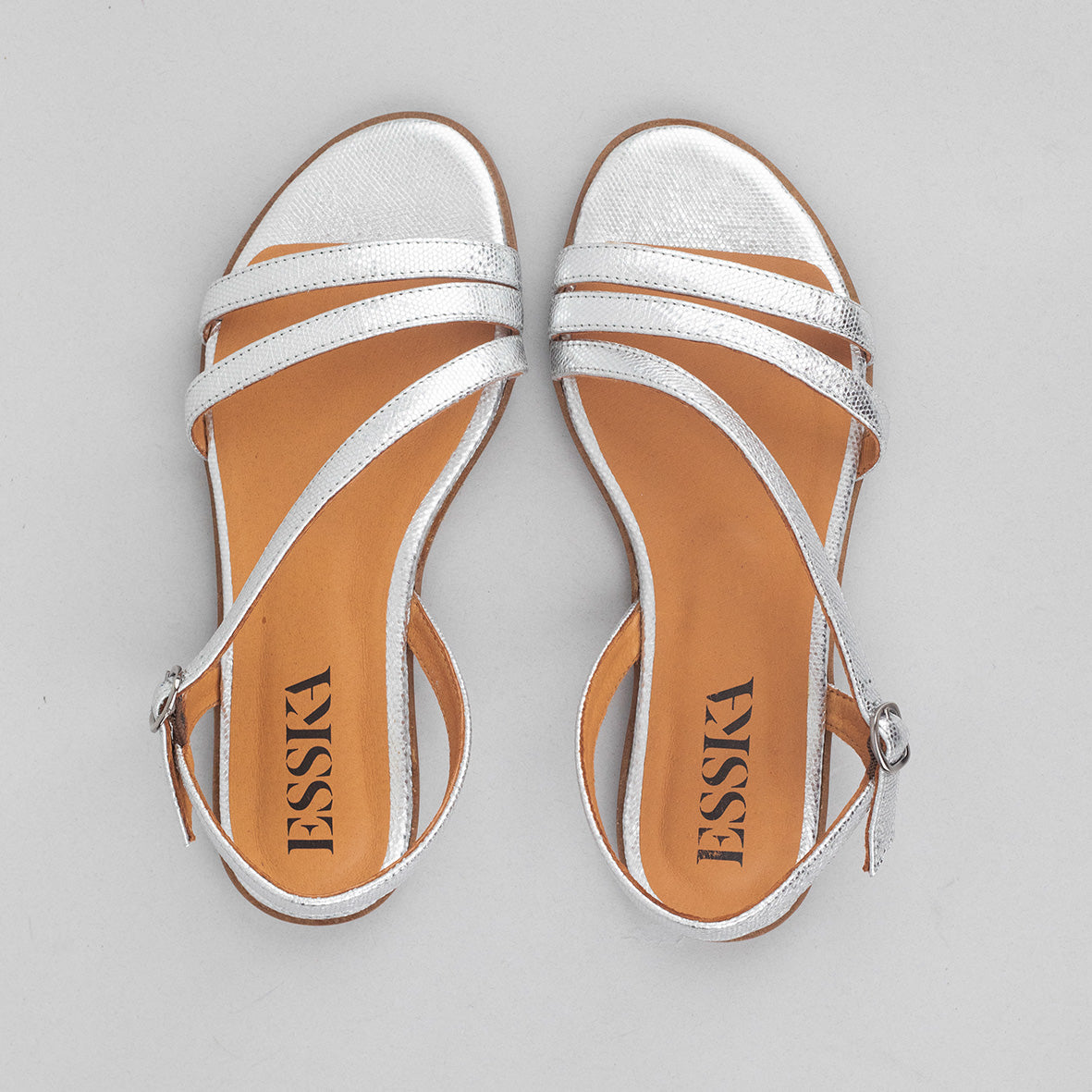 Nina Silver Flat Sandal by Esska