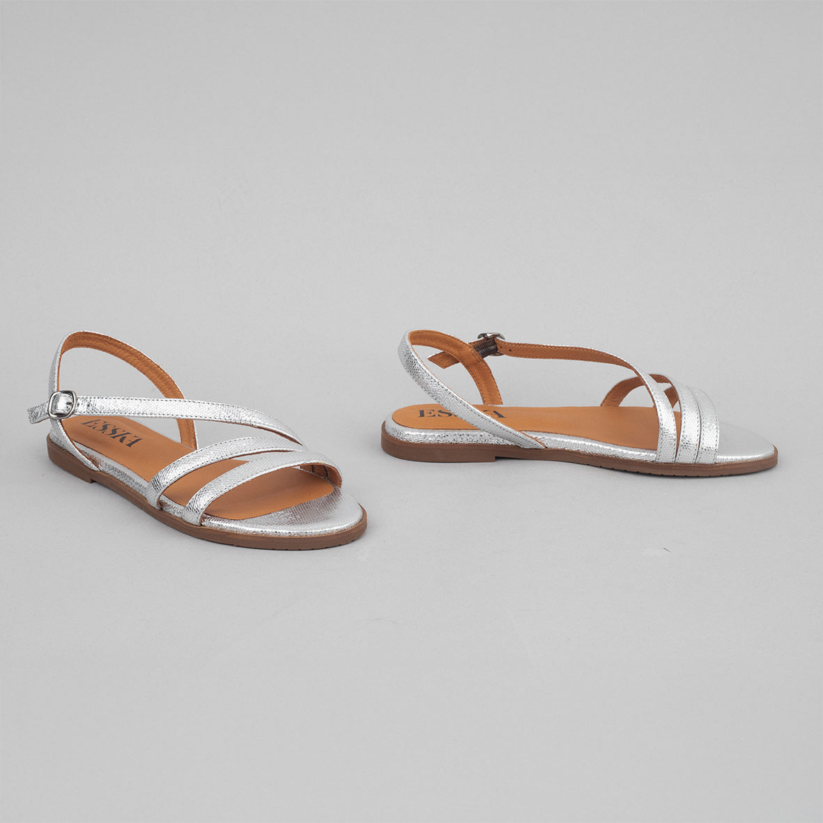 Nina Silver Flat Sandal by Esska