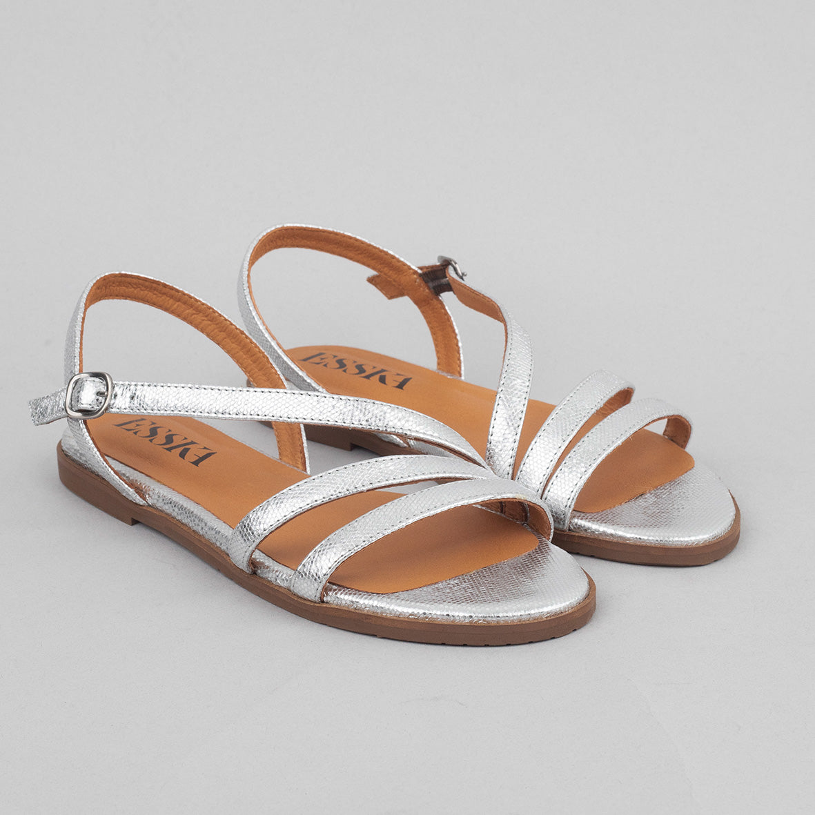 Nina Silver Flat Sandal by Esska