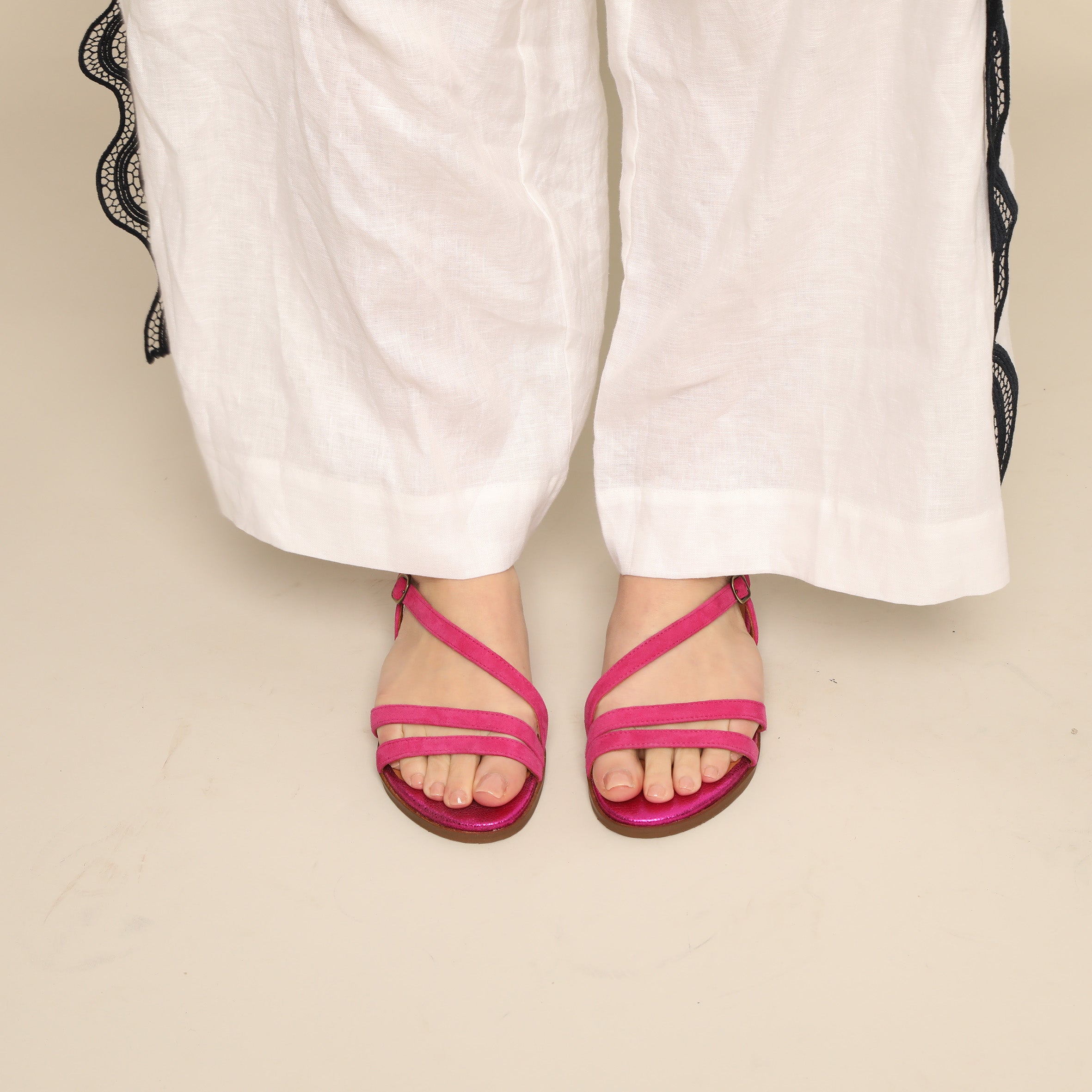 Nina Fuchsia Flat Sandal by Esska
