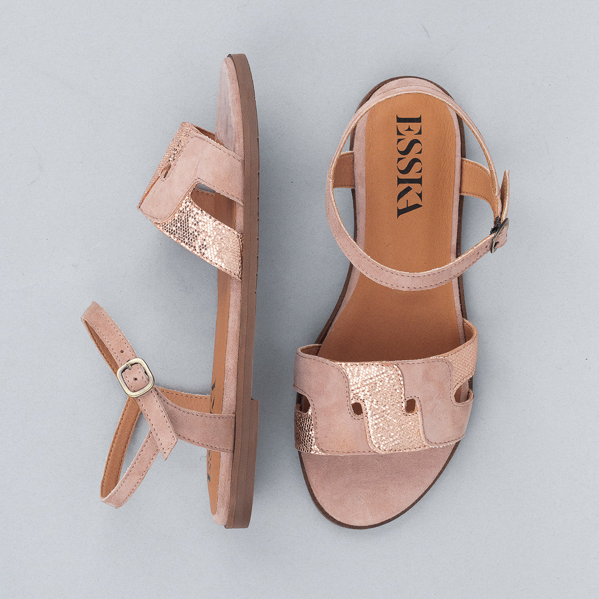 Nova Light Dusty Pink Flat Sandal by Esska