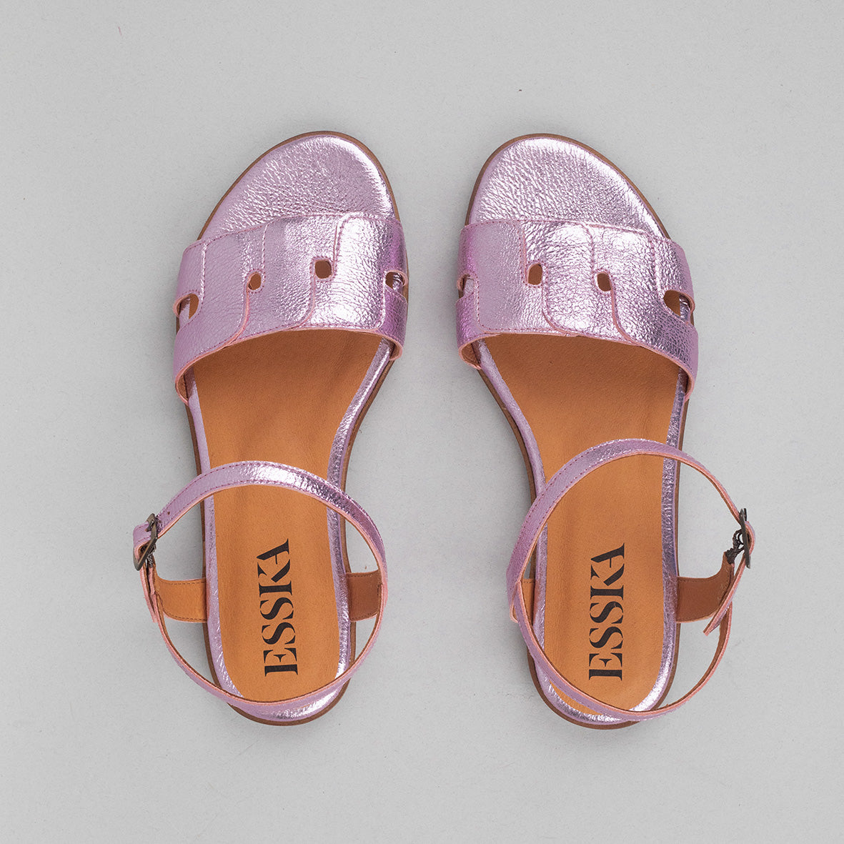 Nova WIDE Metallic Lilac Flat Sandal by Esska