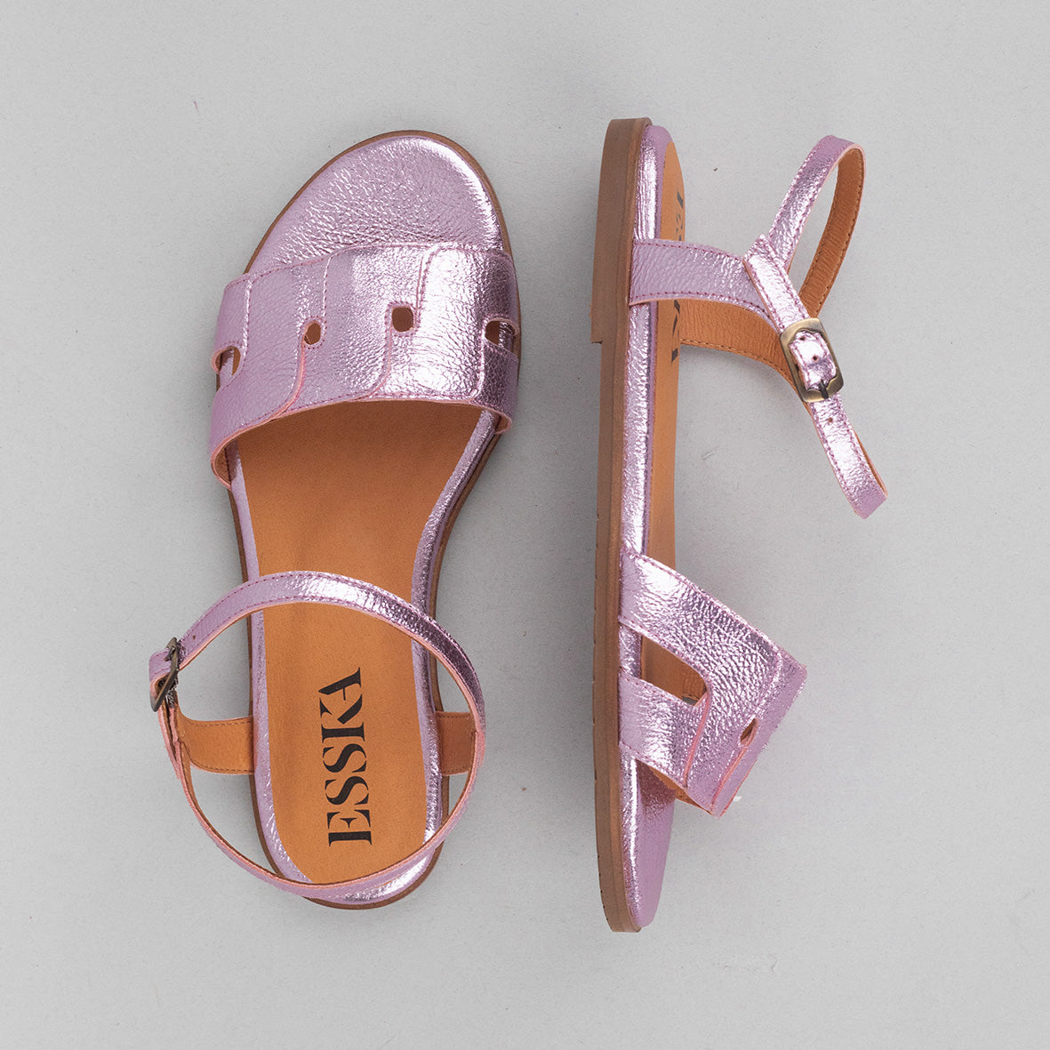 Nova WIDE Metallic Lilac Flat Sandal by Esska