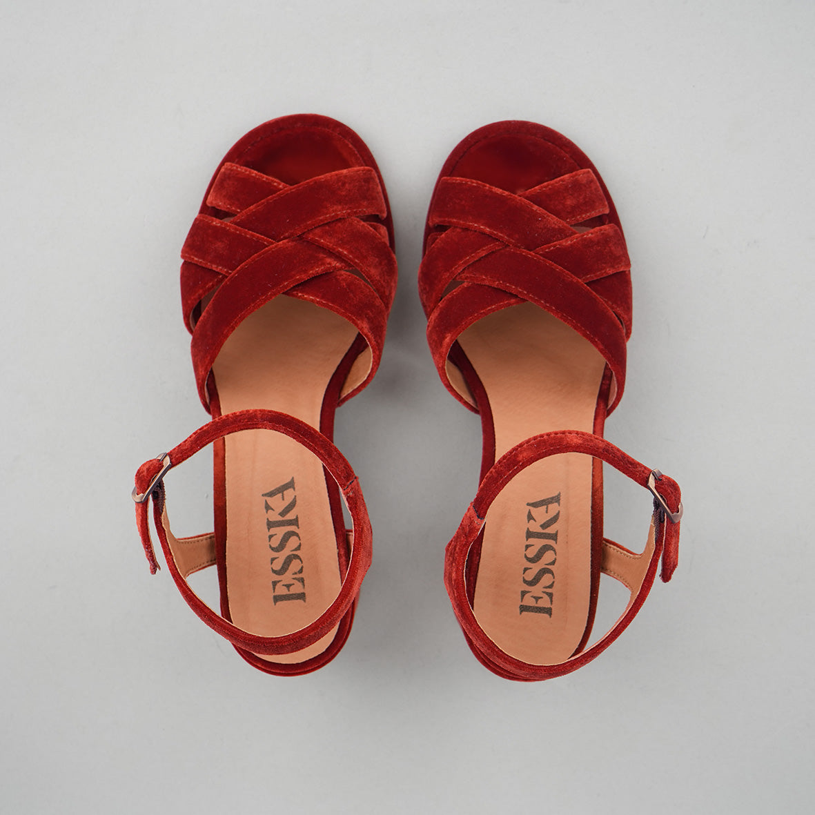 Octavia Velvet Burnt Orange Low Sandal by Esska