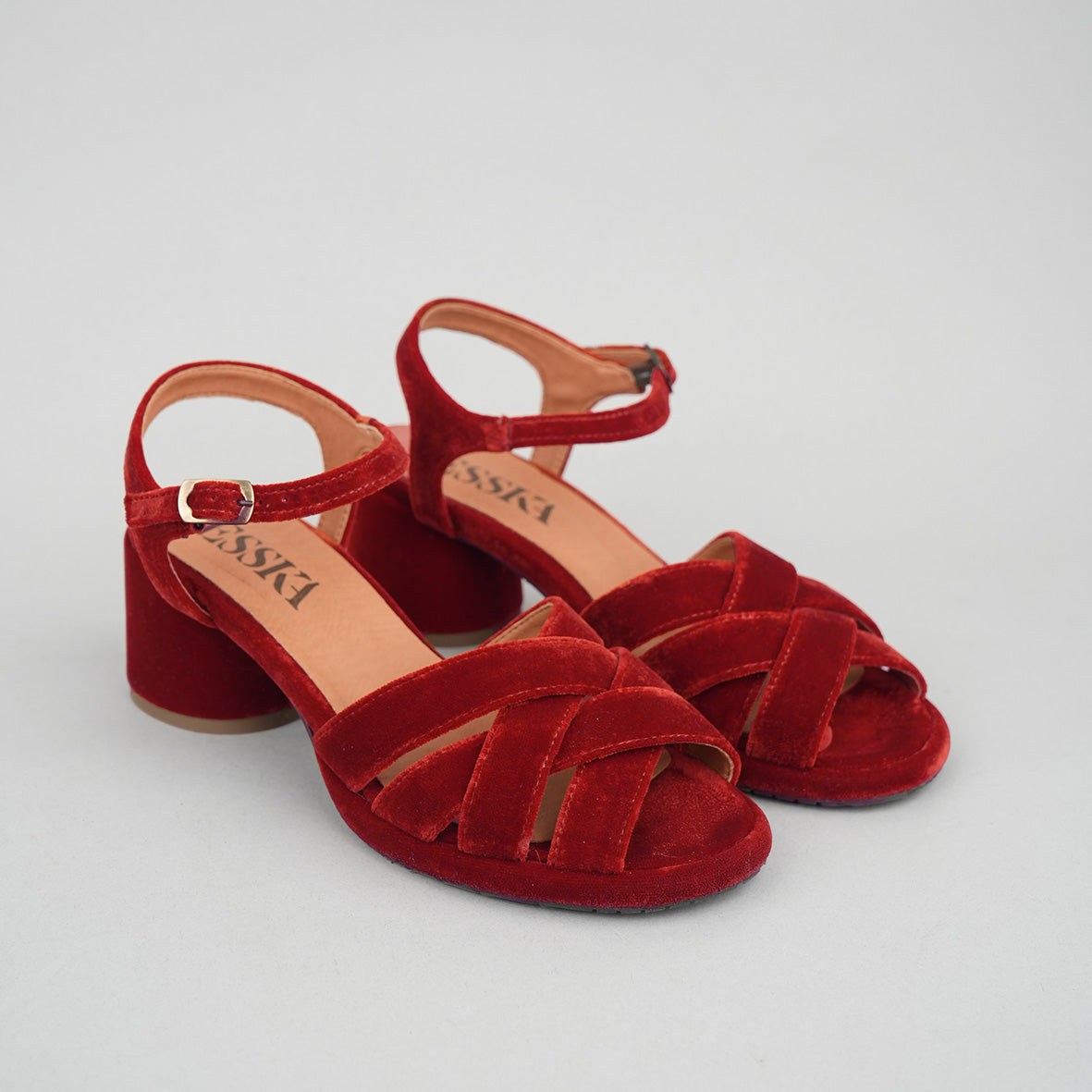 Octavia Velvet Burnt Orange Low Sandal by Esska