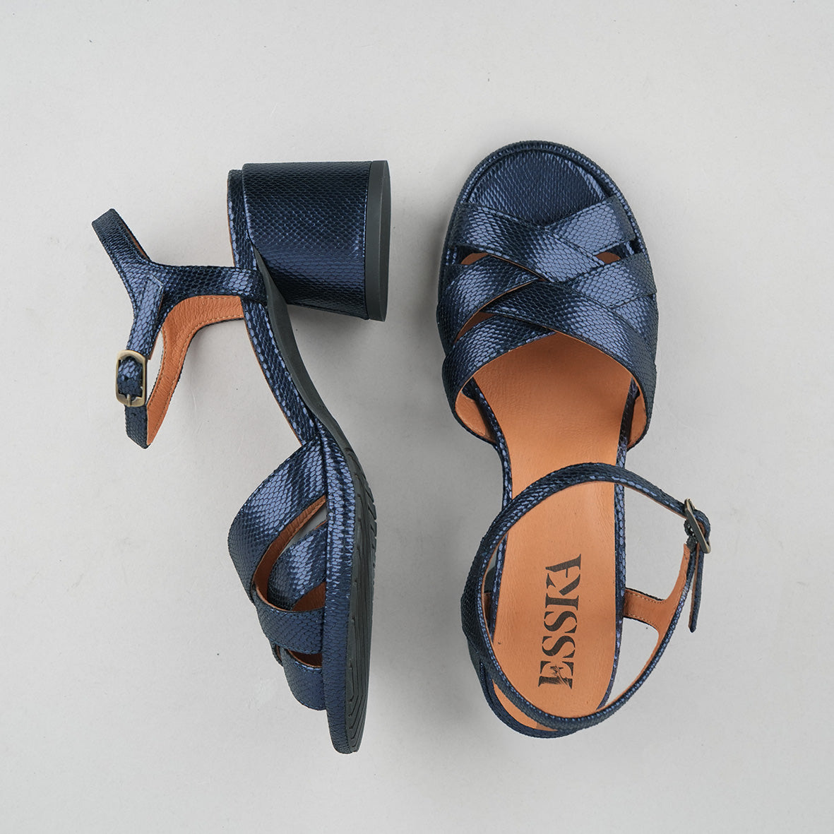 Octavia Metallic Navy Low Sandal by Esska
