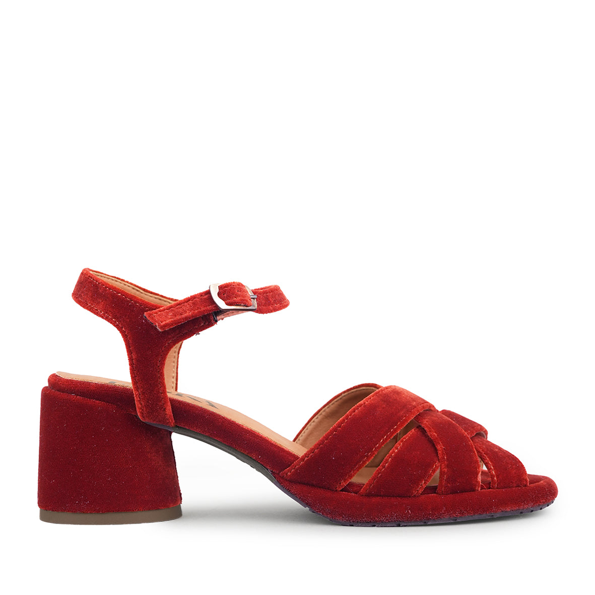 Octavia Velvet Burnt Orange Low Sandal by Esska