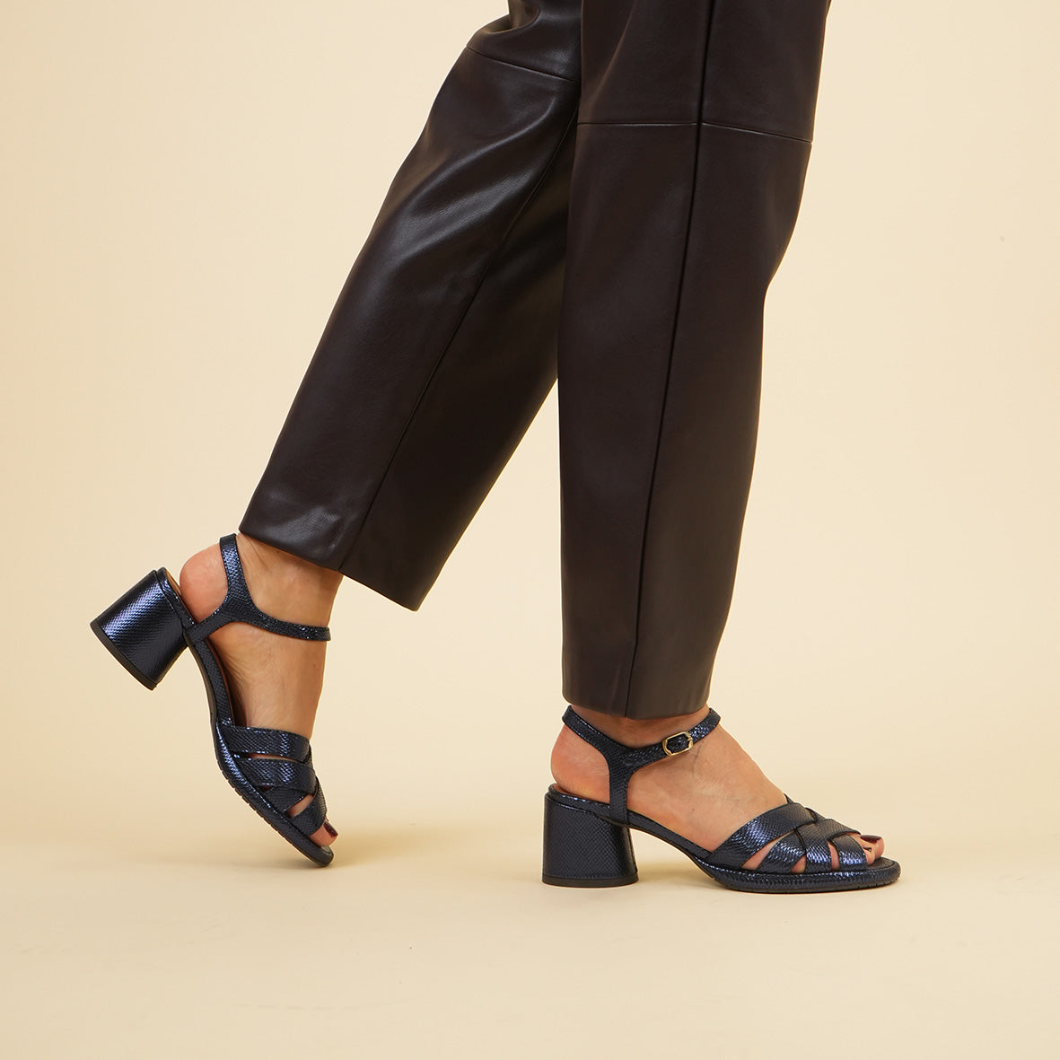Octavia Metallic Navy Low Sandal by Esska