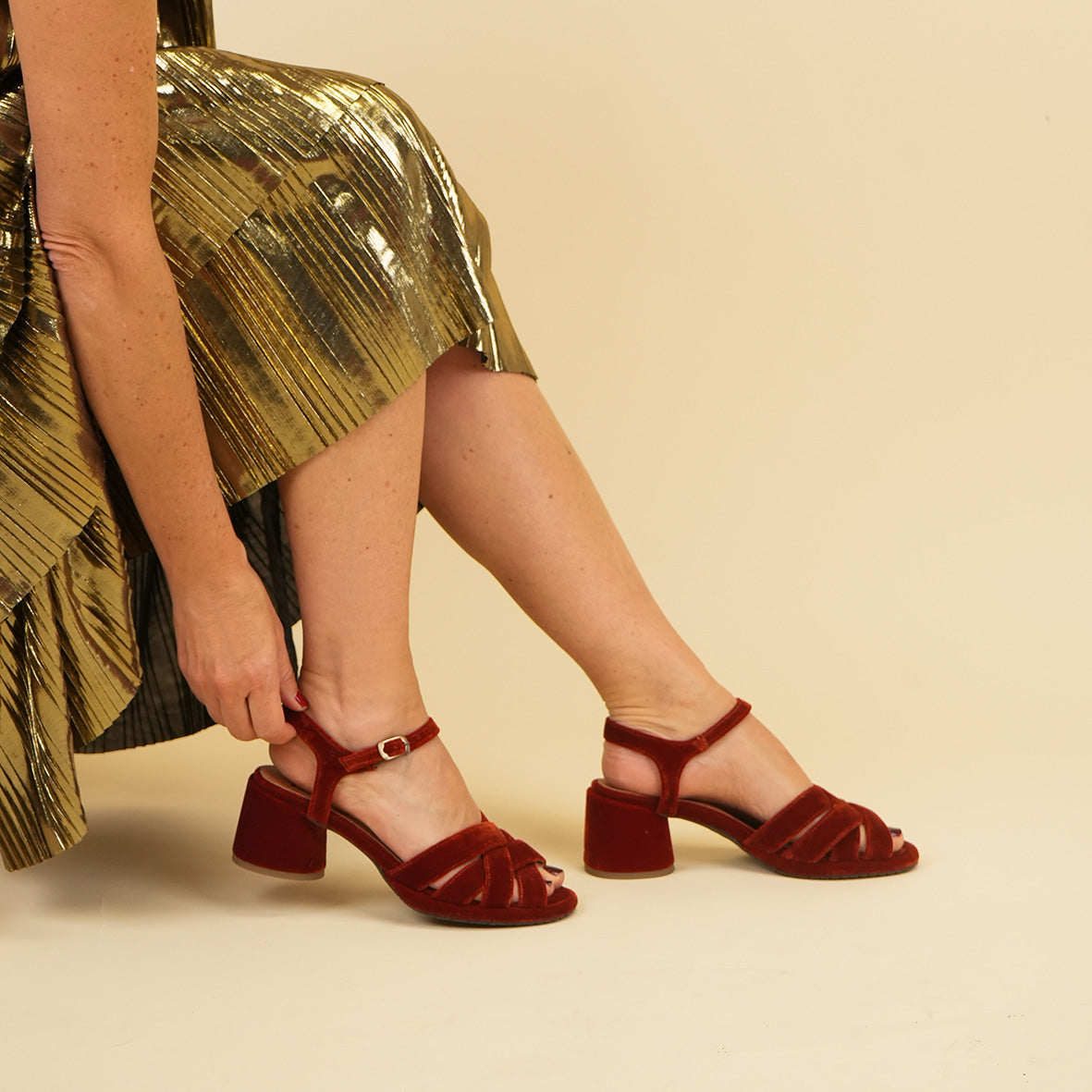 Octavia Velvet Burnt Orange Low Sandal by Esska