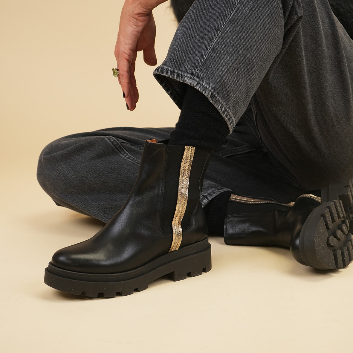 Olga Black Flat Boot by Esska