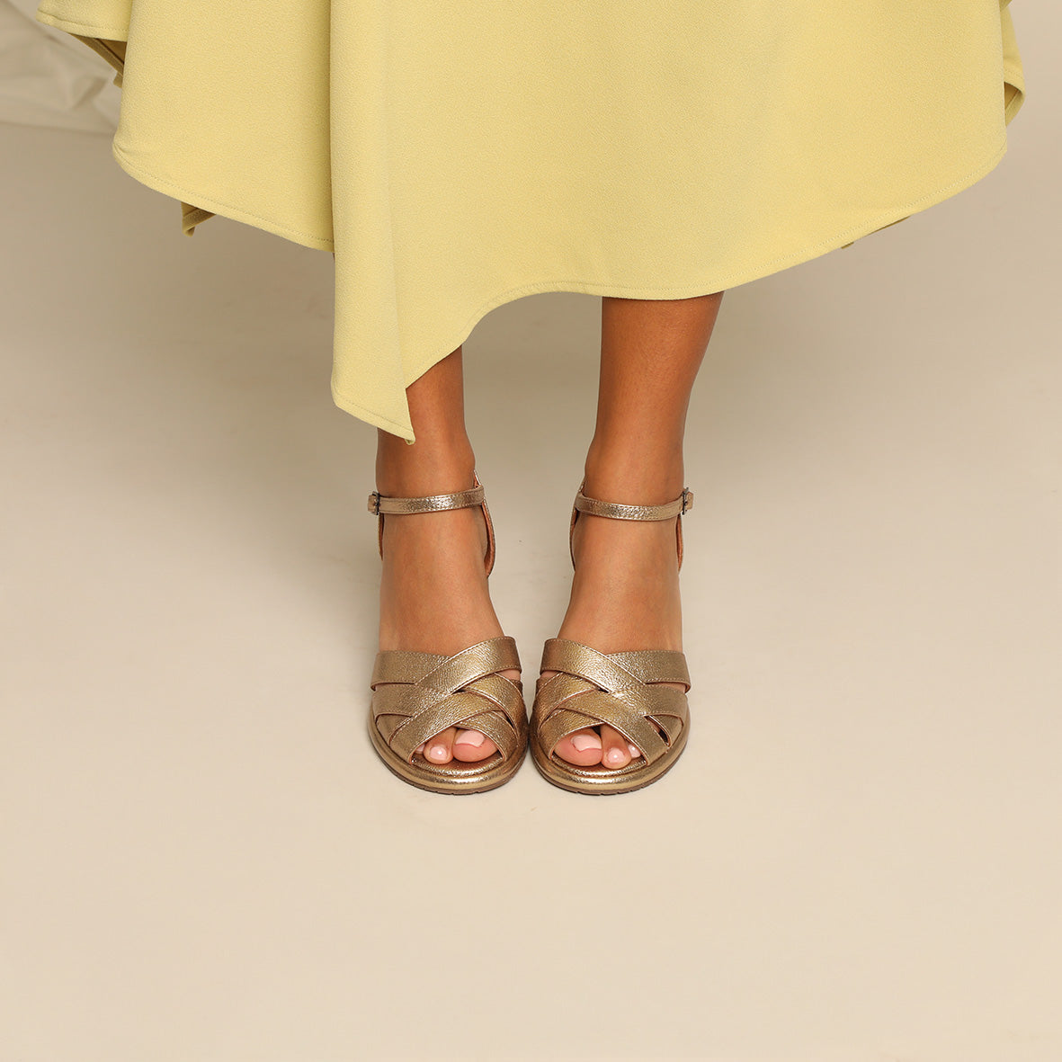 Poppy Gold Dust High Sandal by Esska