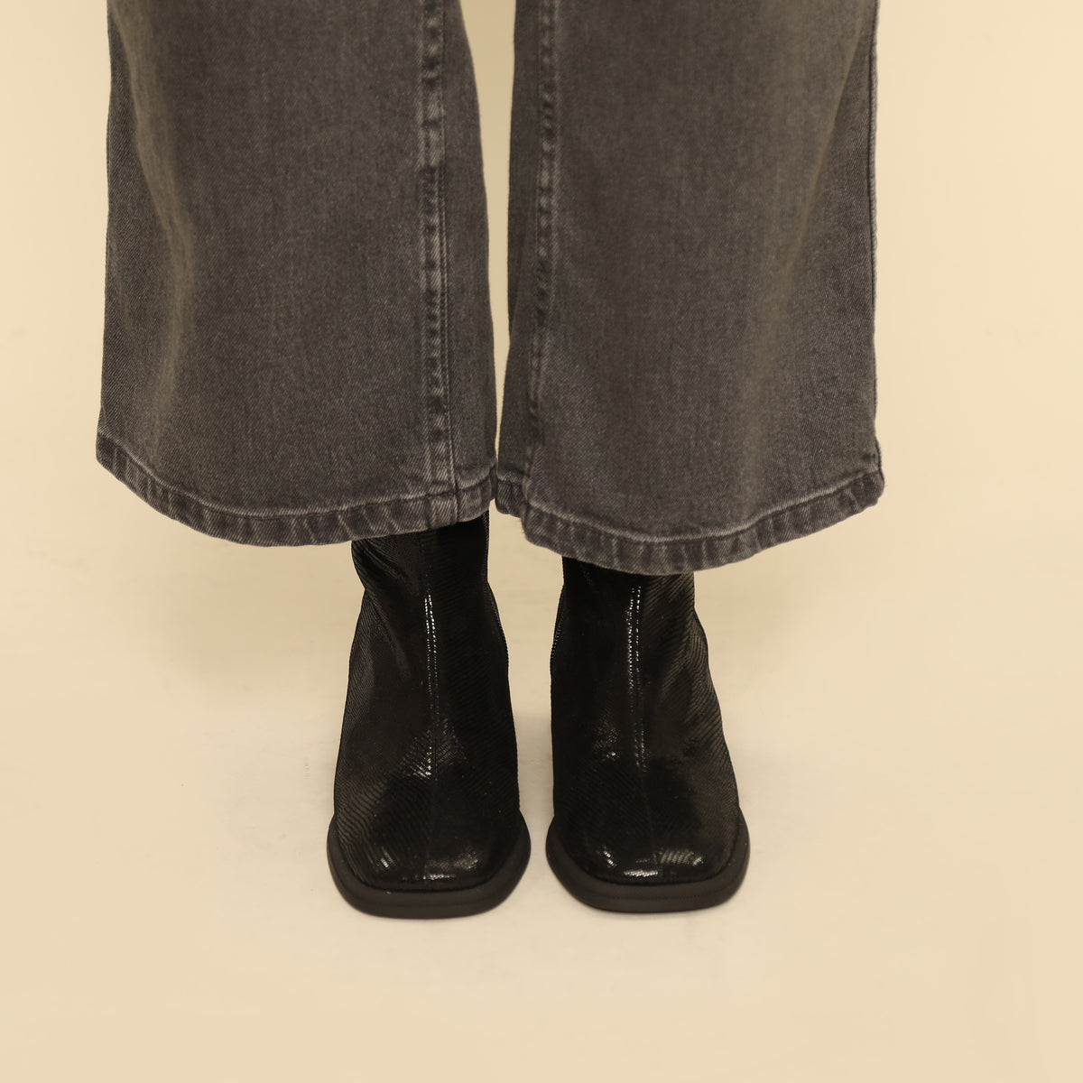Quinn Metallic Black Mid Boot by Esska