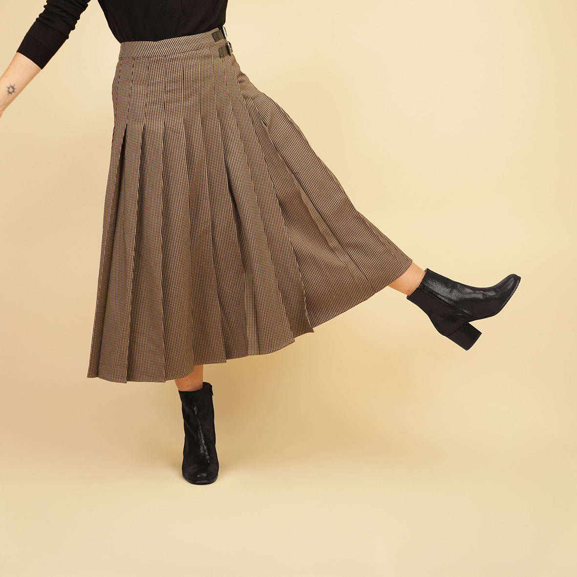 Rasa WIDE Metallic Black Mid Boot by Esska Shoes Ltd