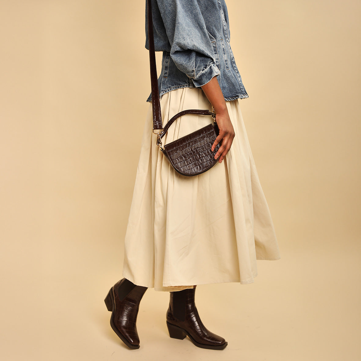 Remi Croc Dark Brown Bags by Esska Shoes Ltd