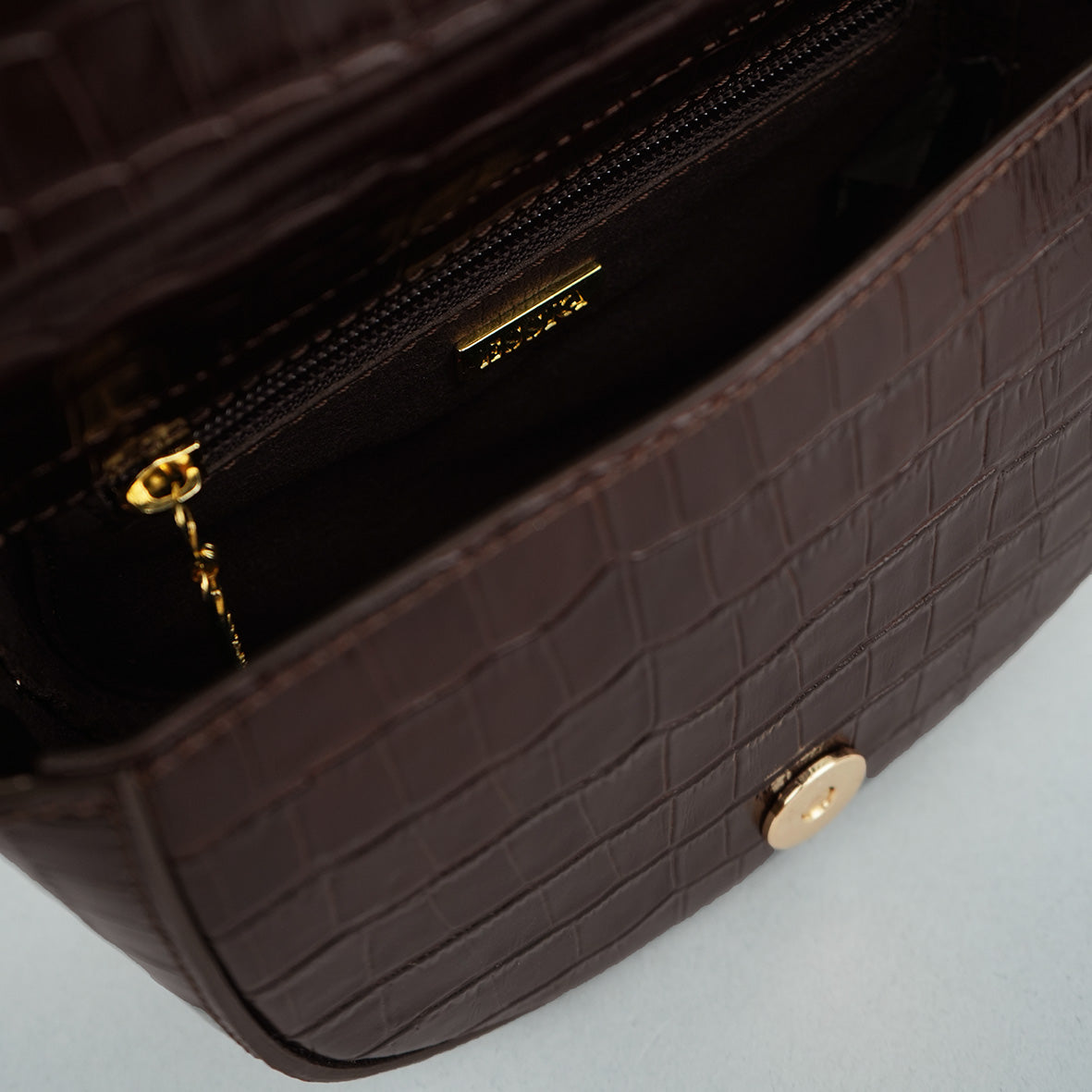 Remi Croc Dark Brown Bags by Esska Shoes Ltd