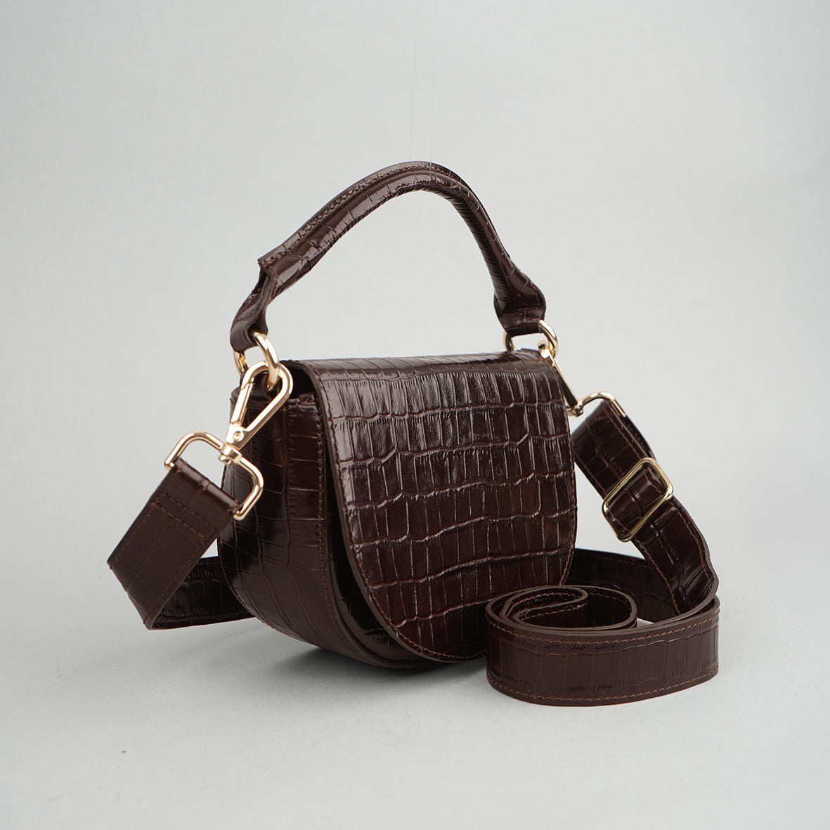 Remi Croc Dark Brown Bags by Esska Shoes Ltd