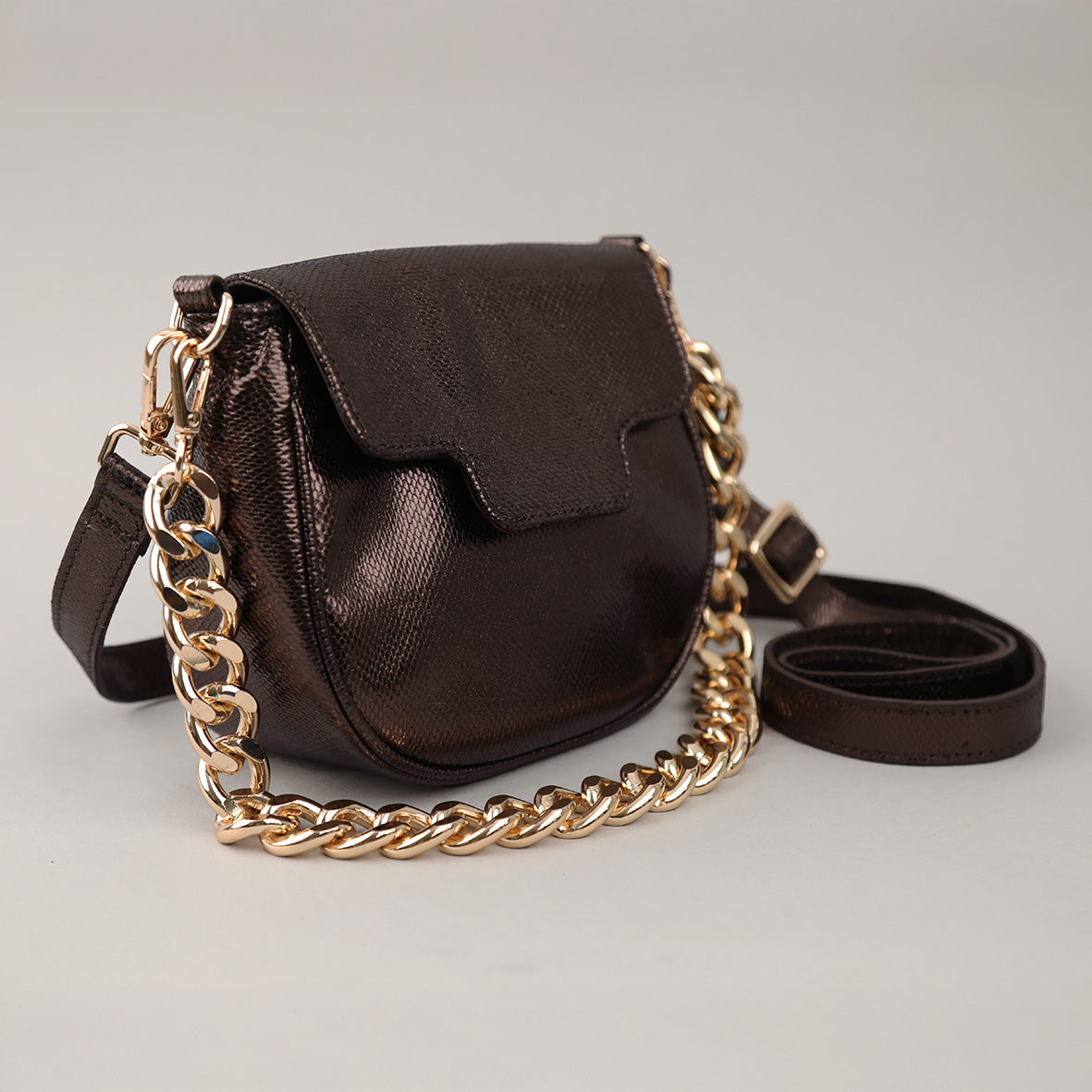 Romeo Bag - Metallic Dark Brown Bags by Esska