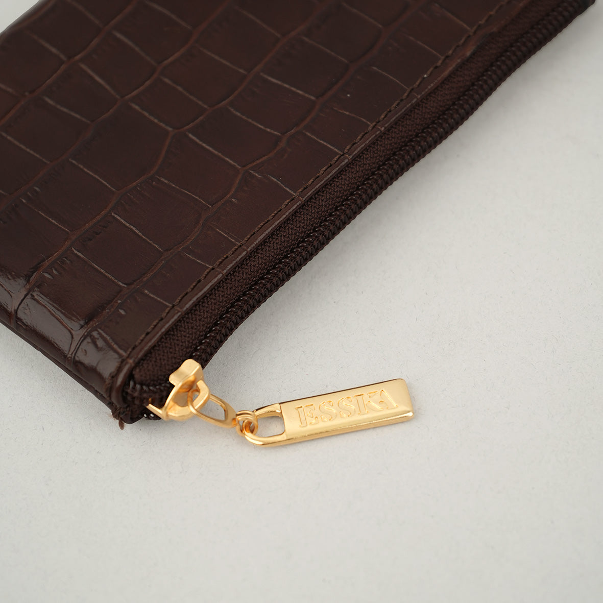 Ruth Small Pouch - Croc Dark Brown Accessories by Esska