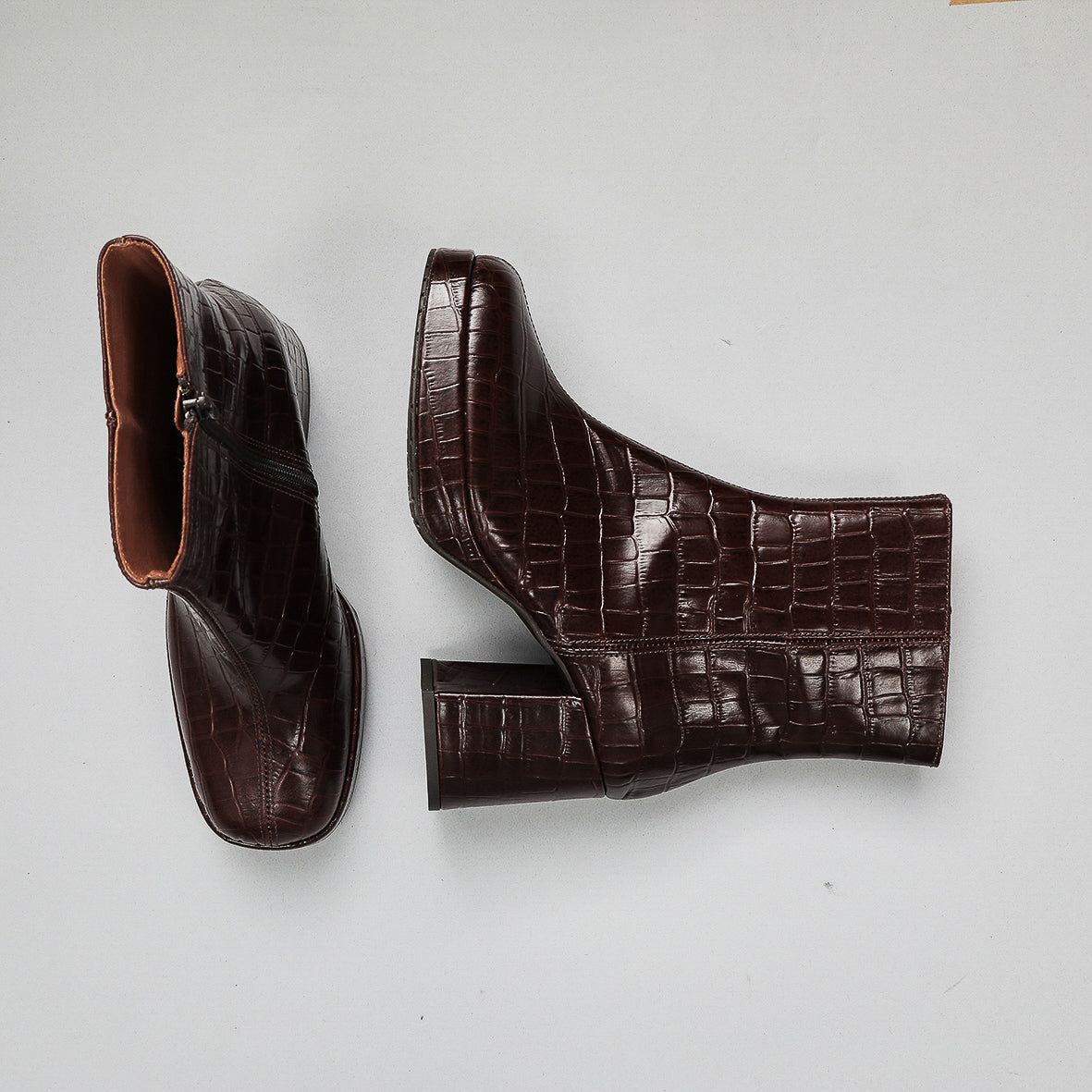 Sassy Croc Dark Brown Mid Boot by Esska