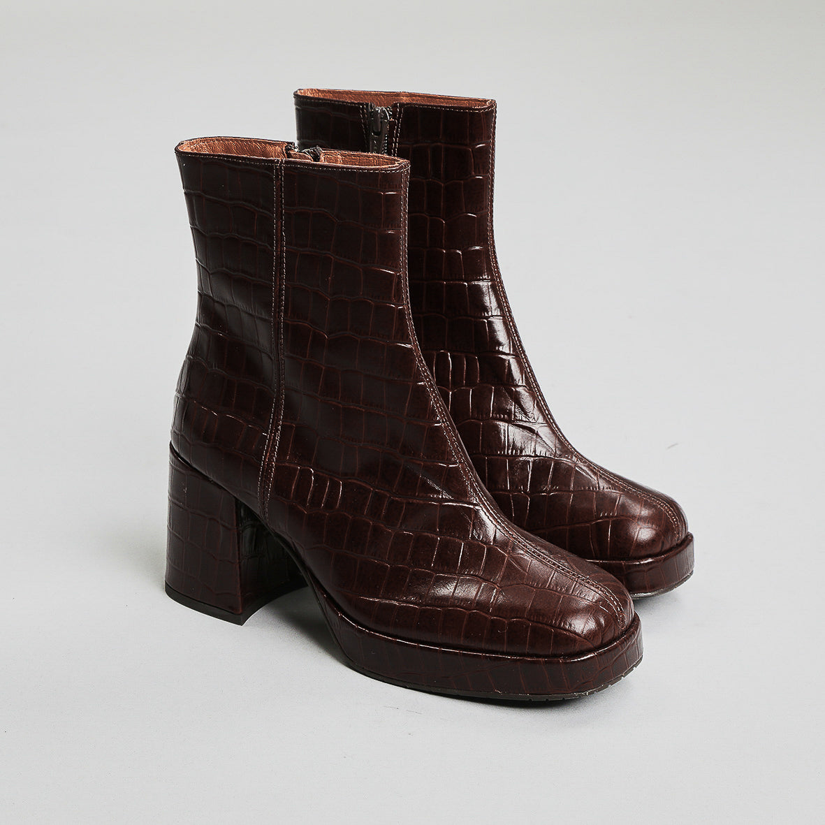 Sassy Croc Dark Brown Mid Boot by Esska