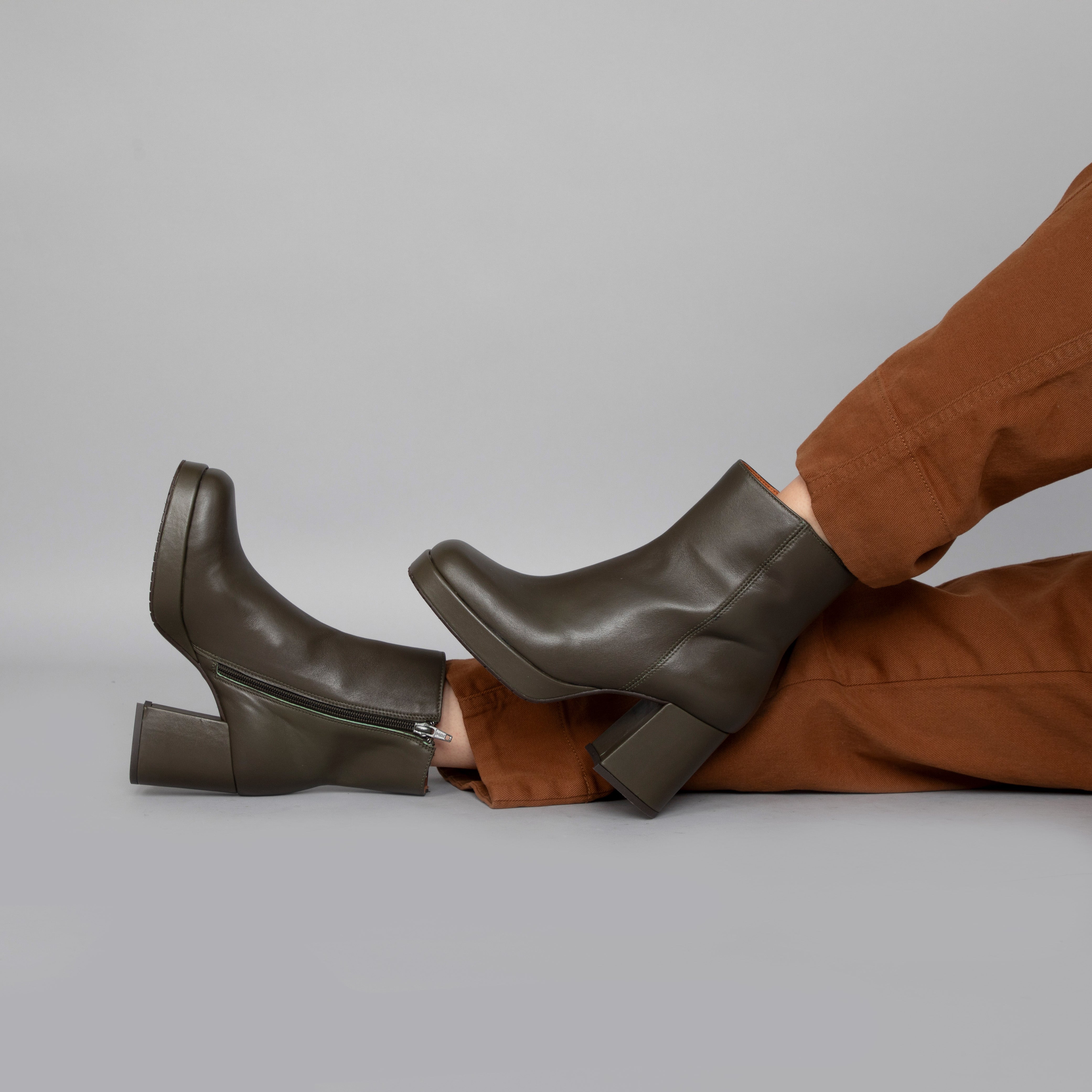 Sassy Khaki Mid Boot by Esska