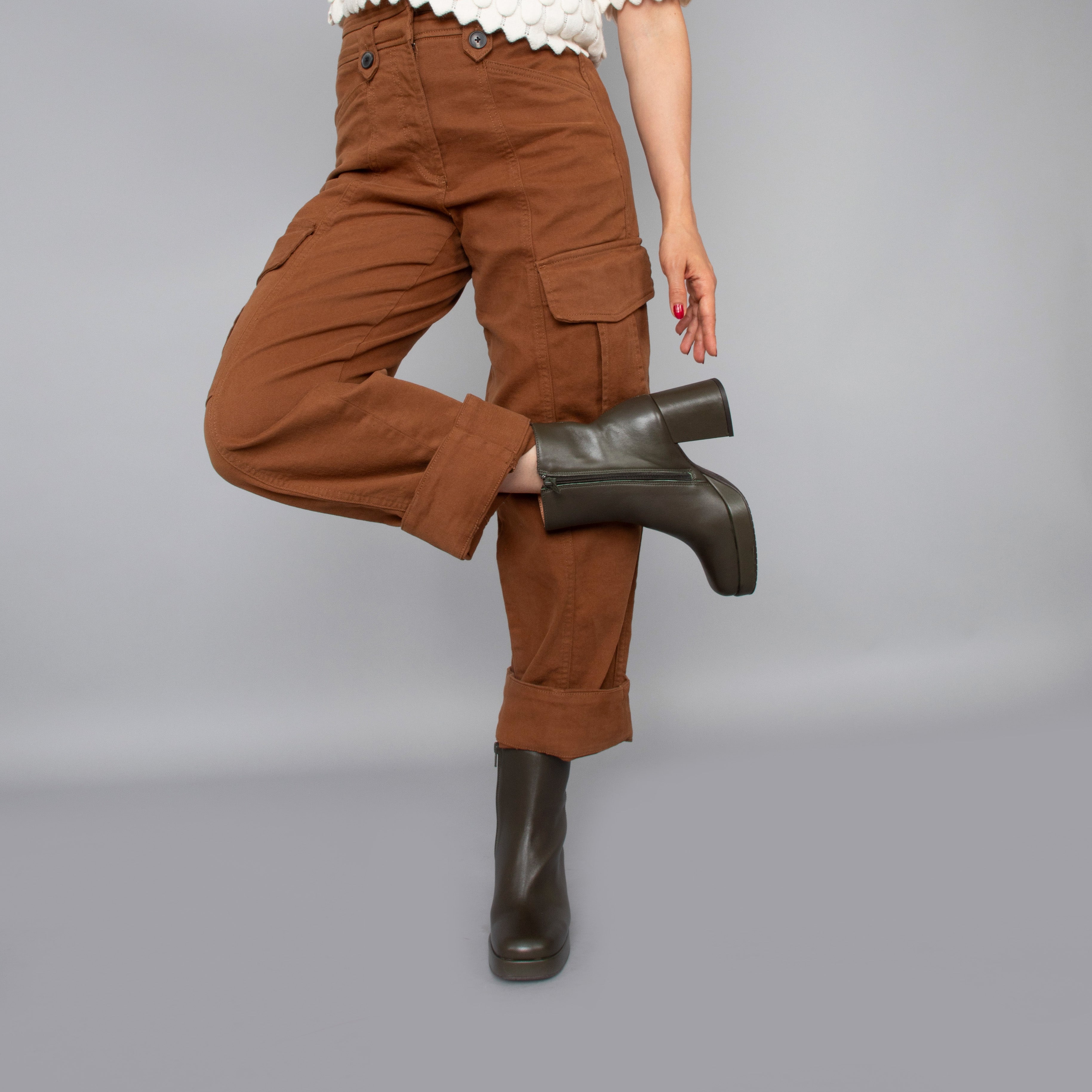 Sassy Khaki Mid Boot by Esska